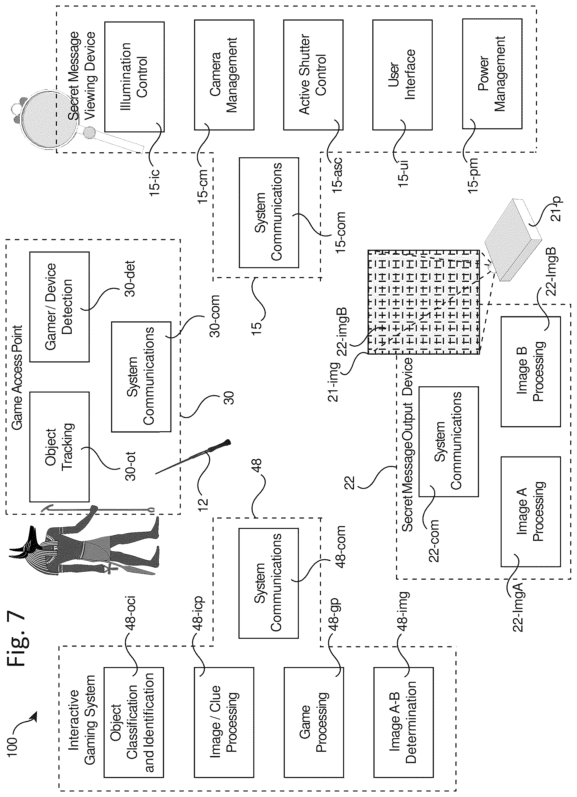 Patent US12611595 Figure 7 – Destination interactive gaming system for directing guests to game access points