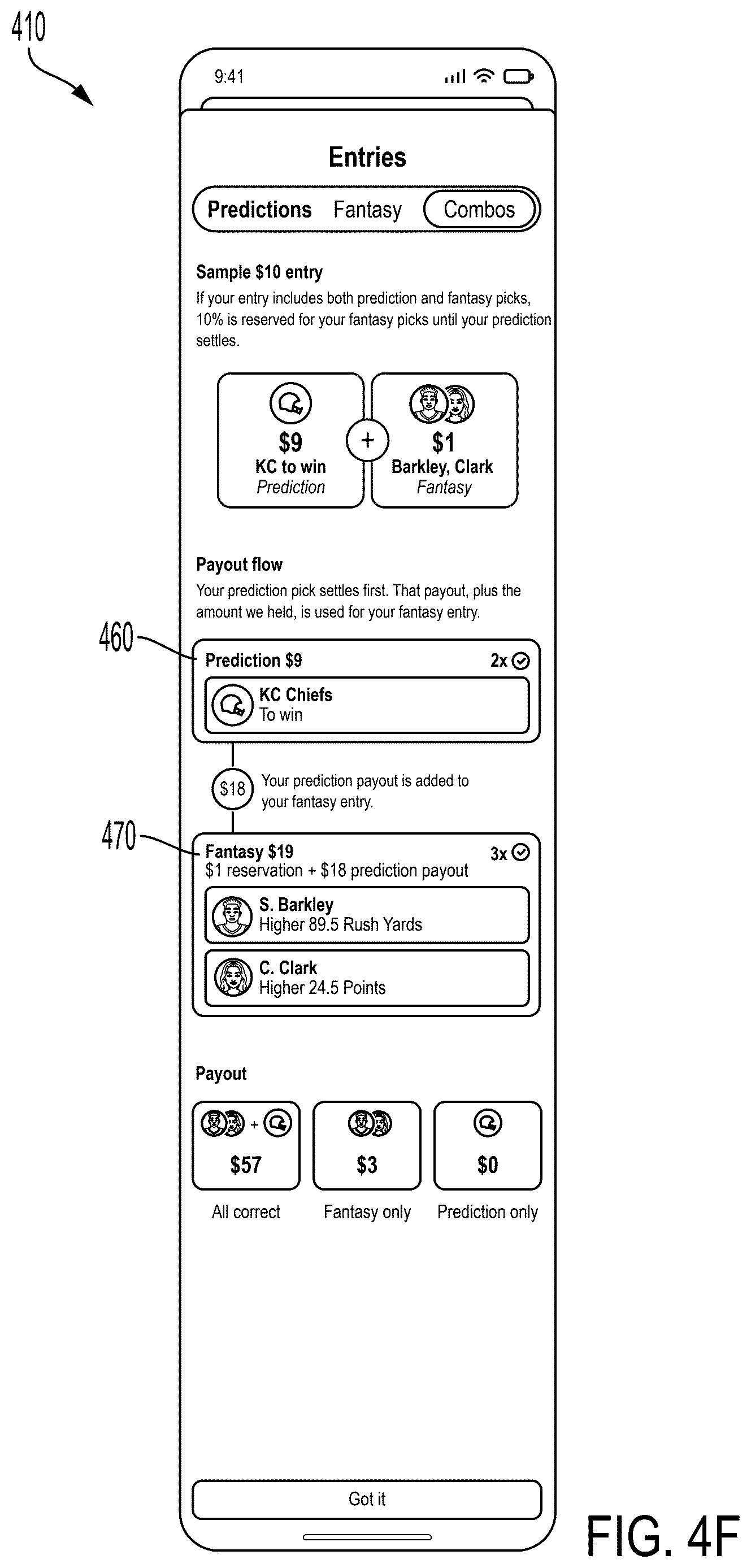 Patent US12611601 Figure 20 – Systems and methods for processing combination selections including predictions and fantasy entries