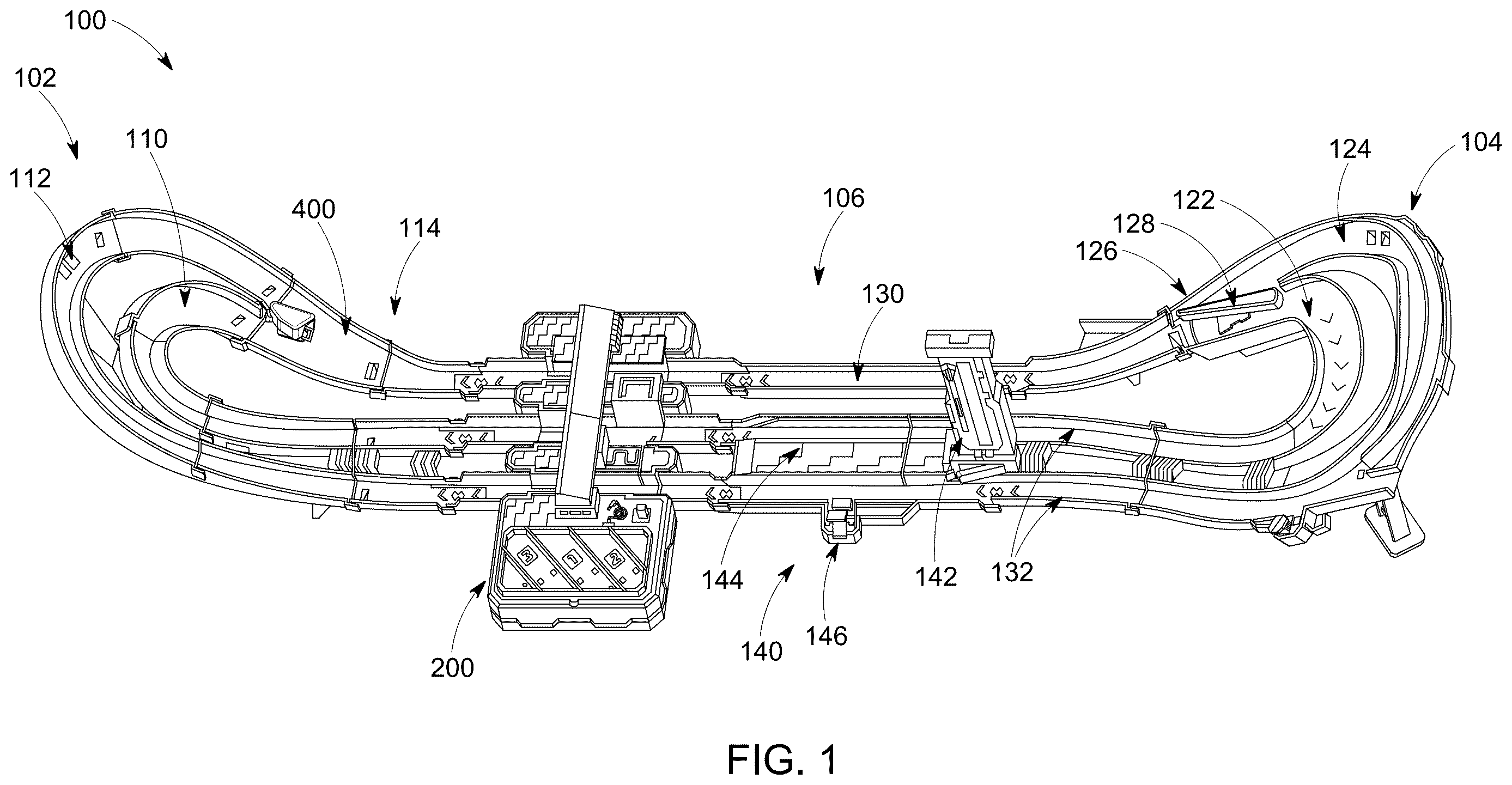 Patent US12611609 Figure 1 – Toy vehicle accessory track pieces