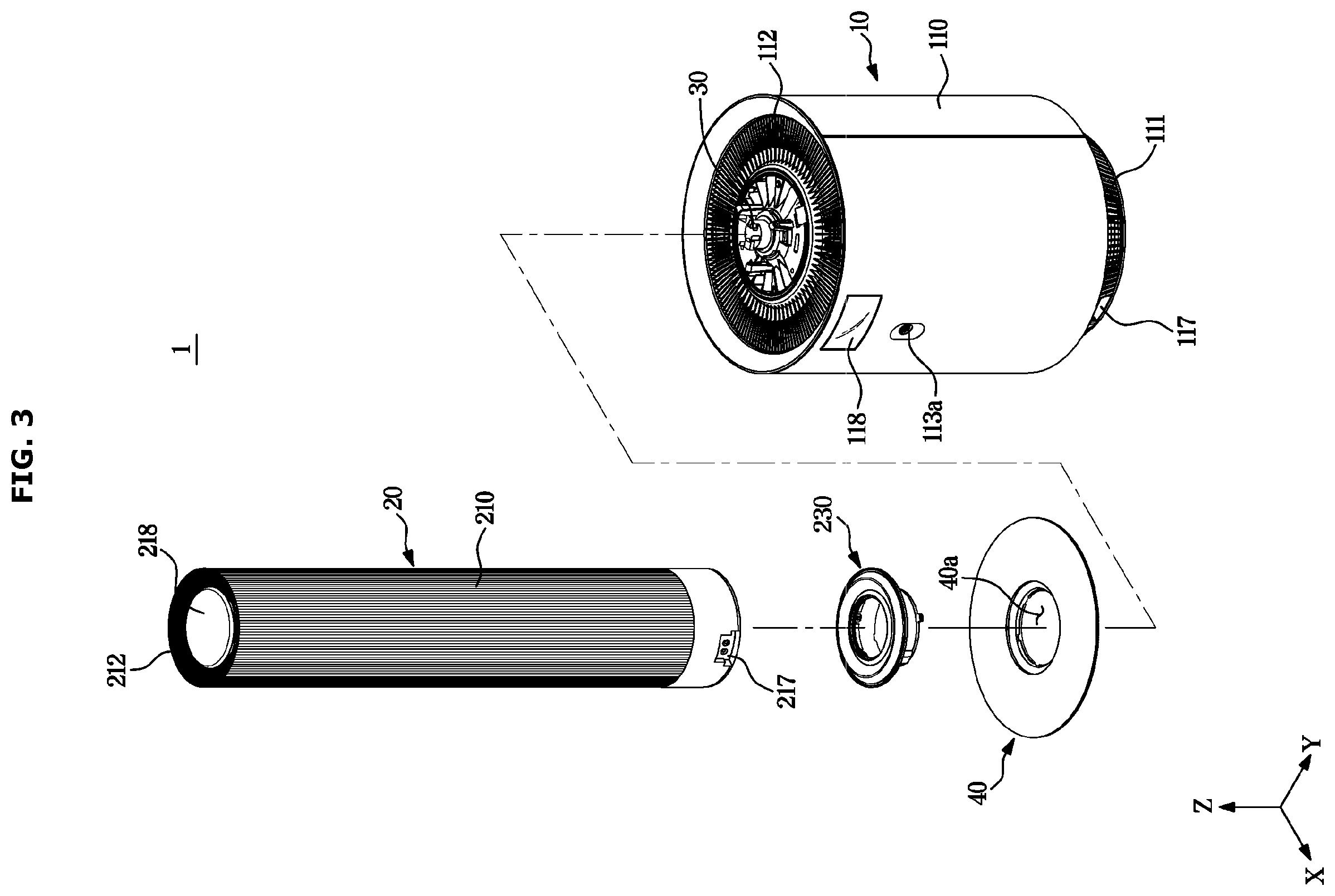 Patent US12611625 Figure 3 – Air cleaner