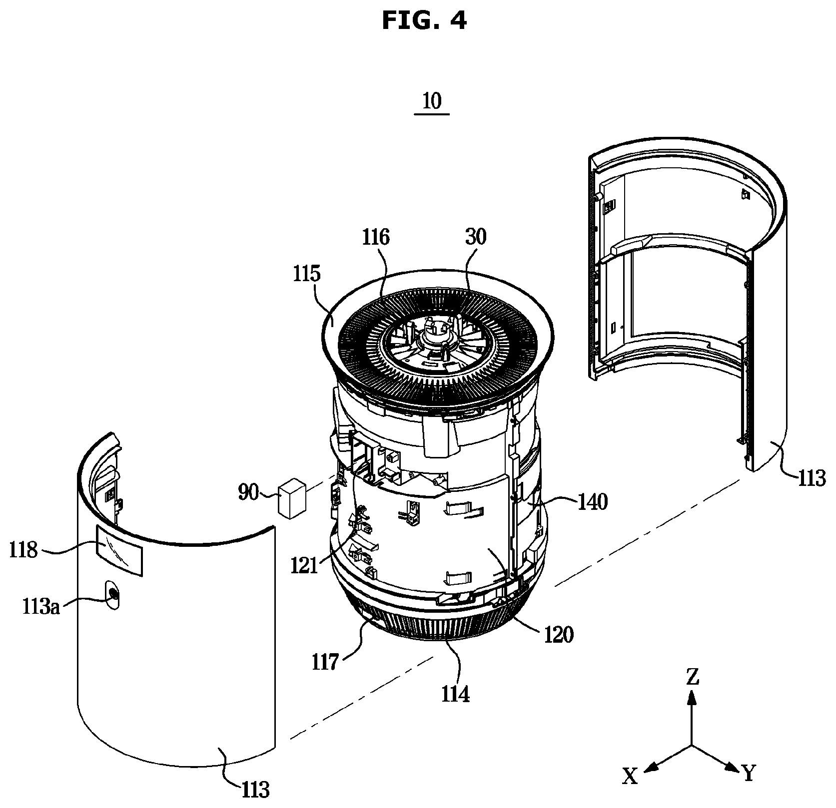 Patent US12611625 Figure 4 – Air cleaner