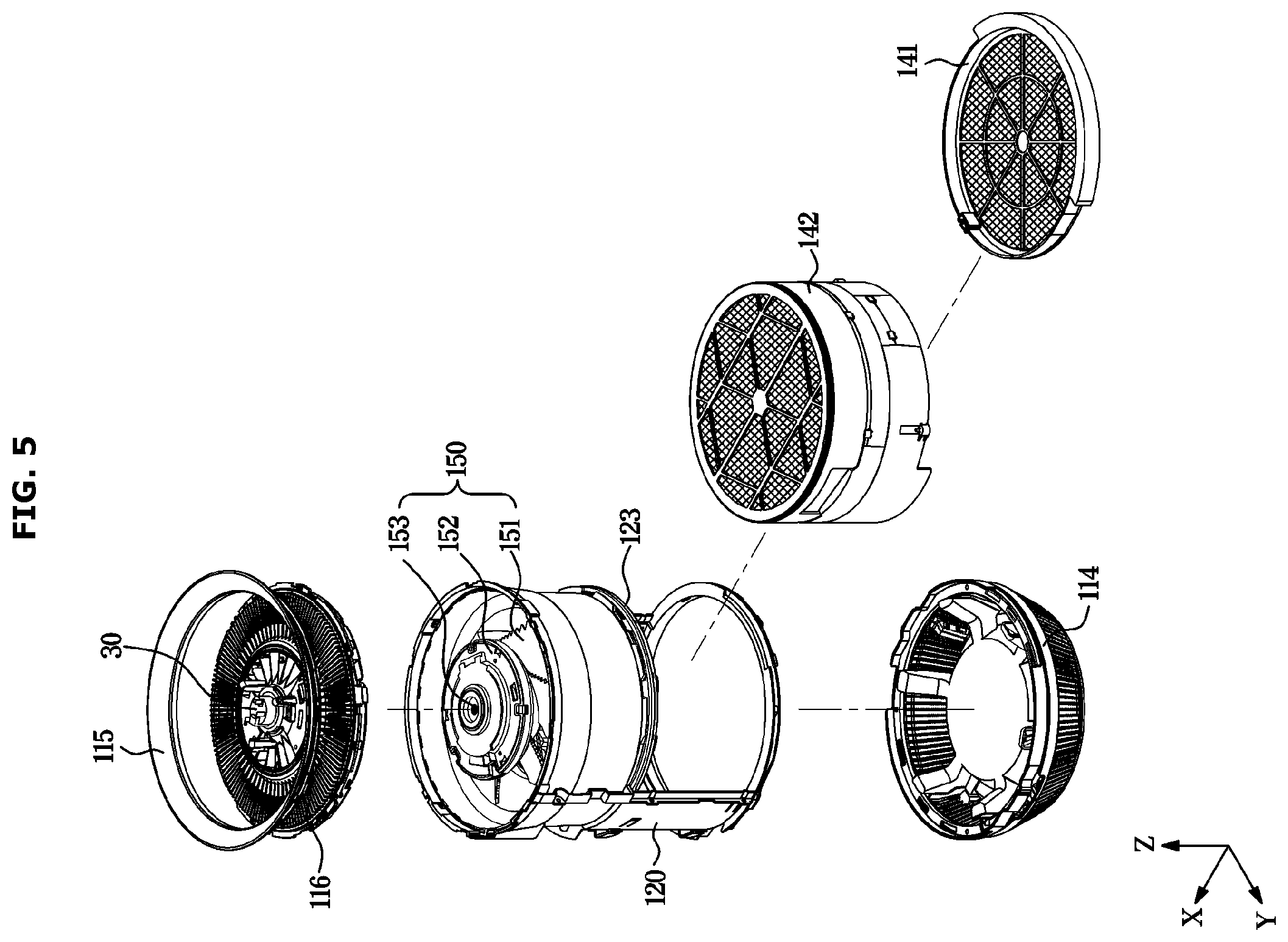 Patent US12611625 Figure 5 – Air cleaner