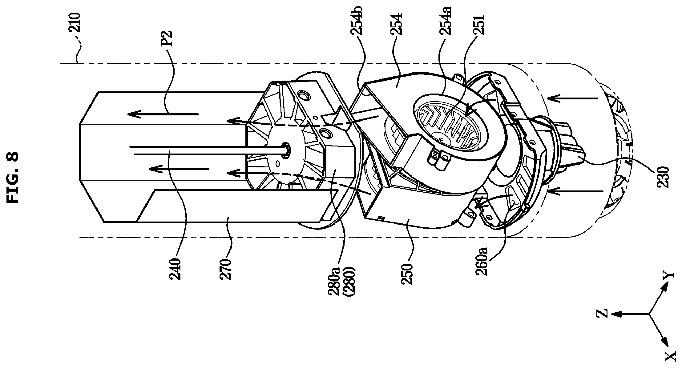 Patent US12611625 Figure 8 – Air cleaner