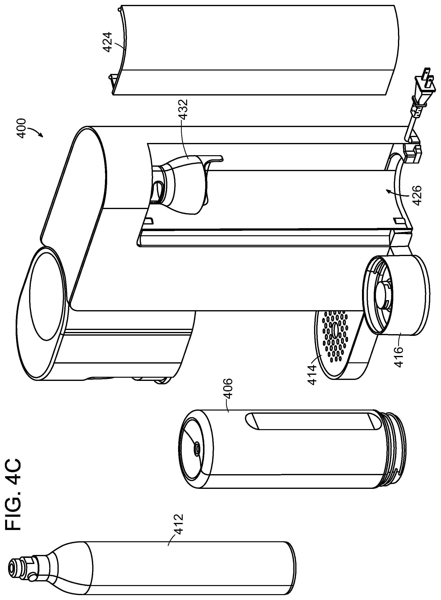 Patent US12611638 Figure 7 – Ratchet system for a gas canister in a beverage system