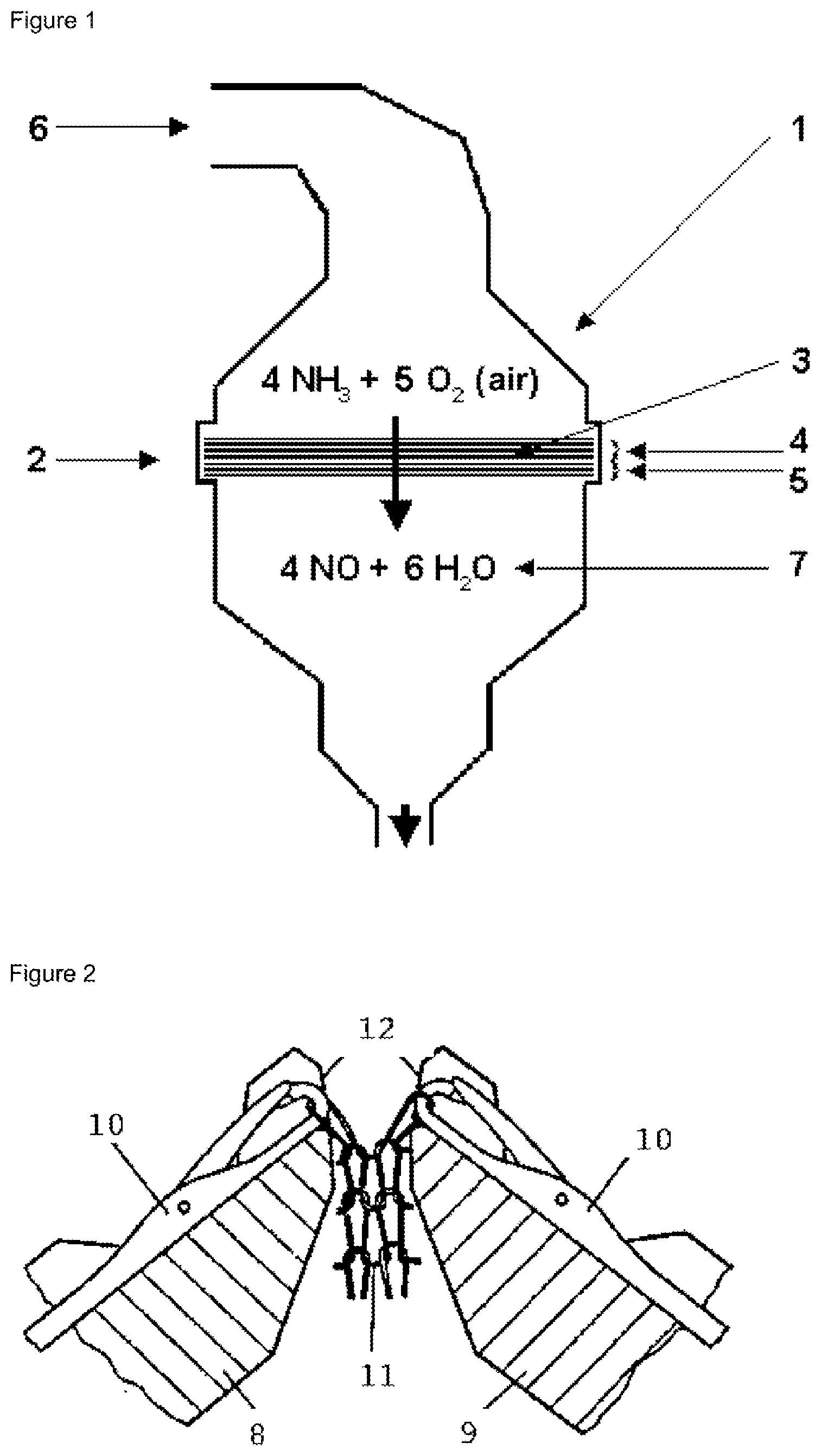Patent US12611662 Figure 1 – Noble metal net for catalyzing gas phase reactions, production method for same, and use of same in an ammonia oxidation method