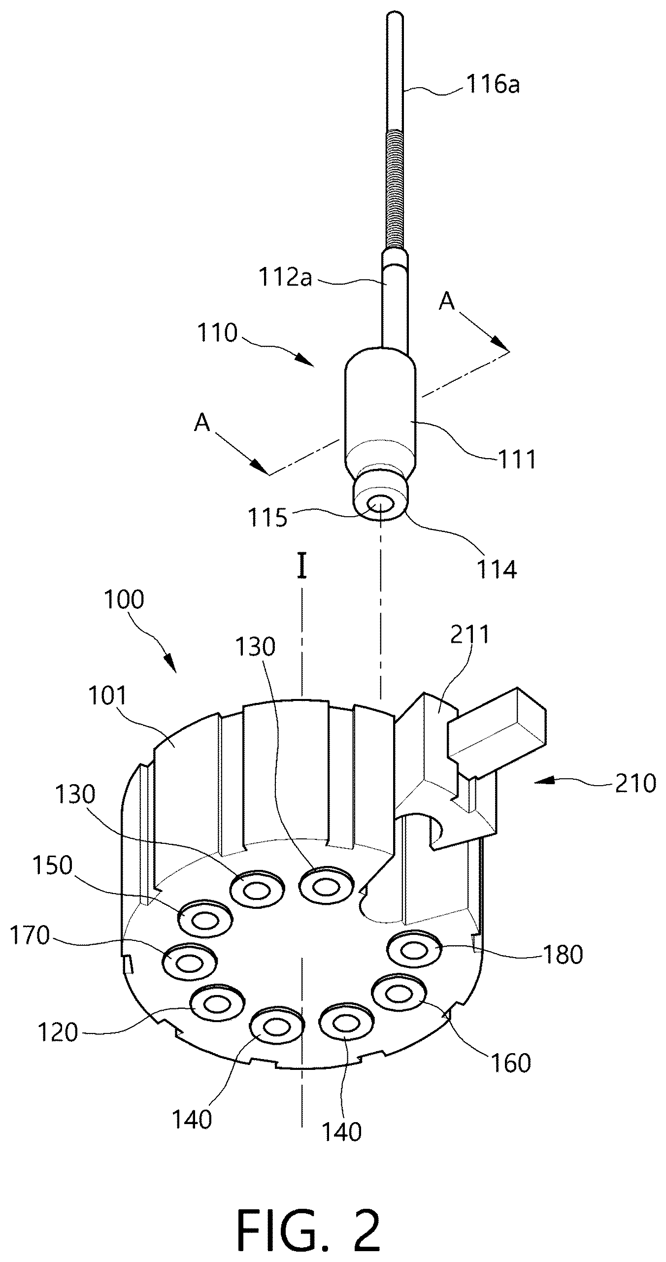 Patent US12611675 Figure 2 – Multi-chamber cartridge and nucleic acid extraction module comprising the same