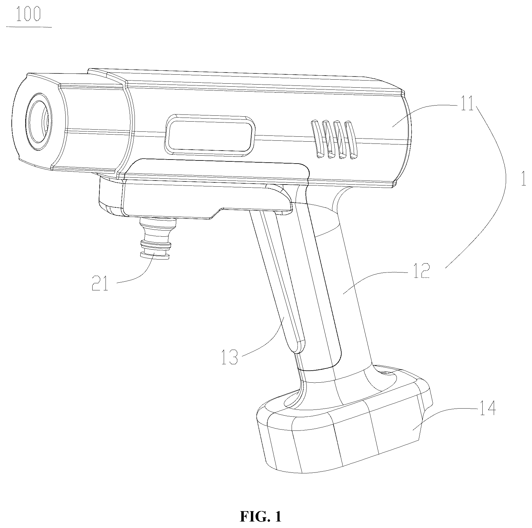 Patent US12611687 Figure 1 – Electric spray gun