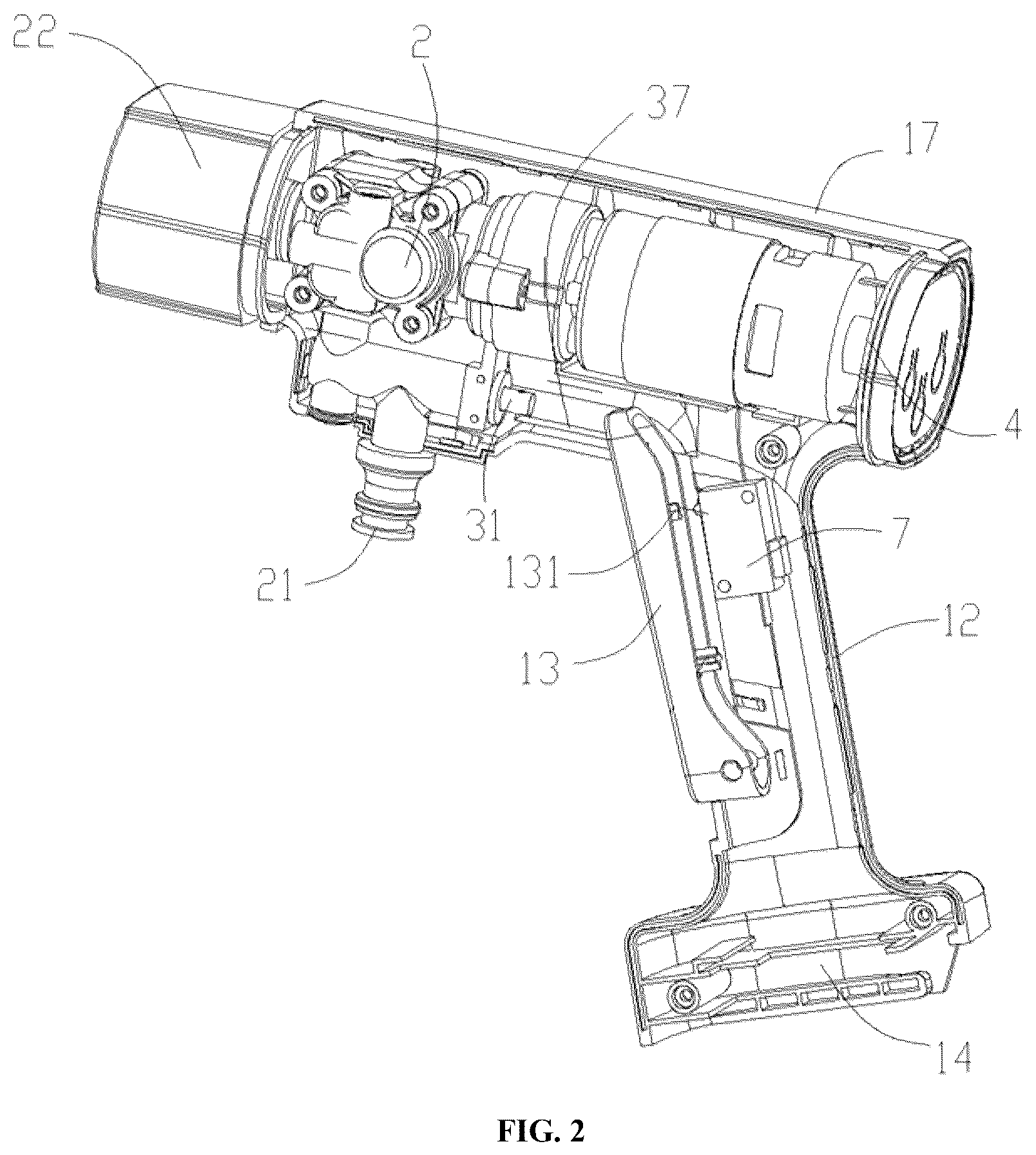 Patent US12611687 Figure 2 – Electric spray gun