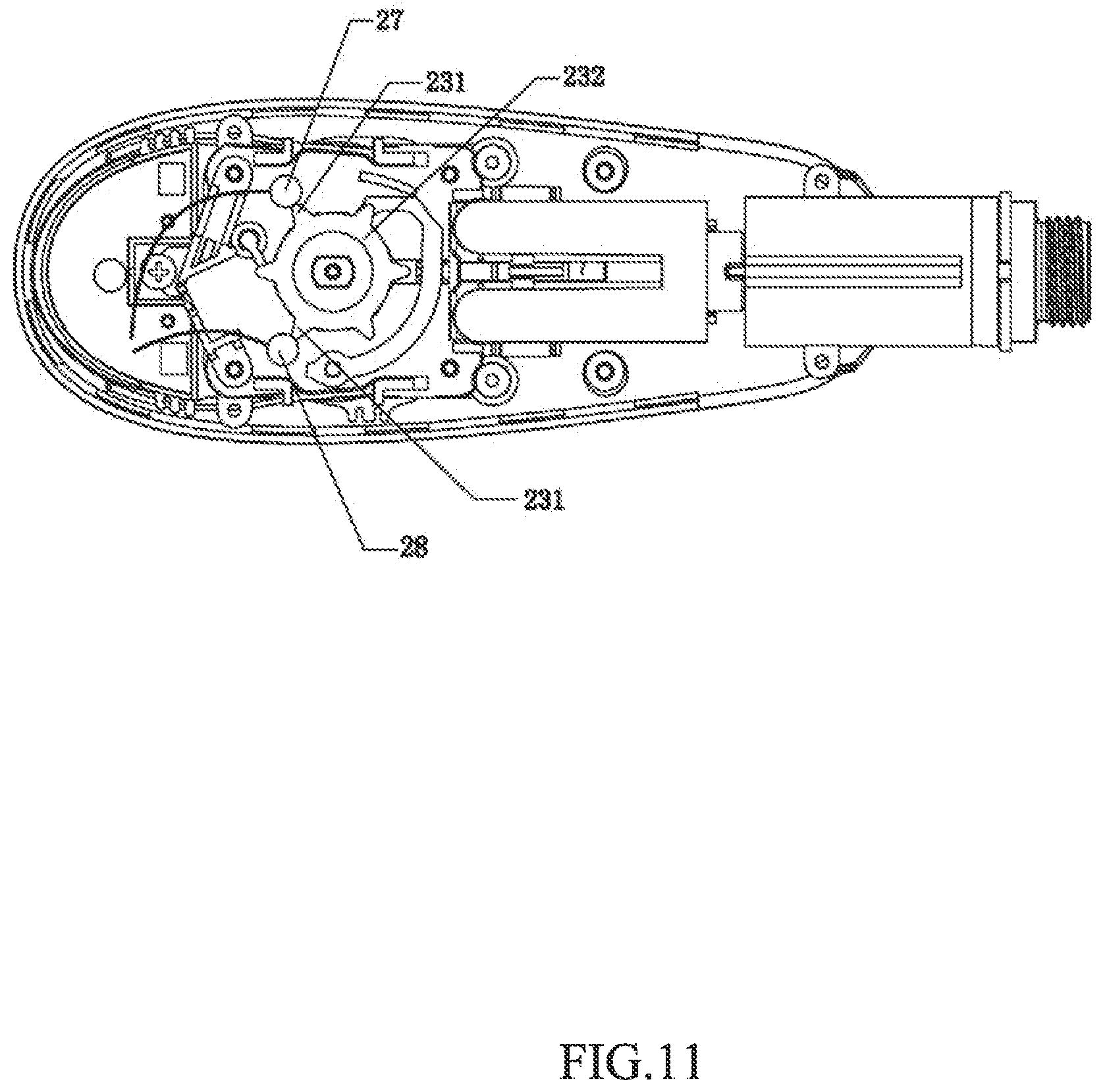 Patent US12611688 Figure 7 – Structure for controlling water passage switching and on-off of electrical circuit using single button and shower head