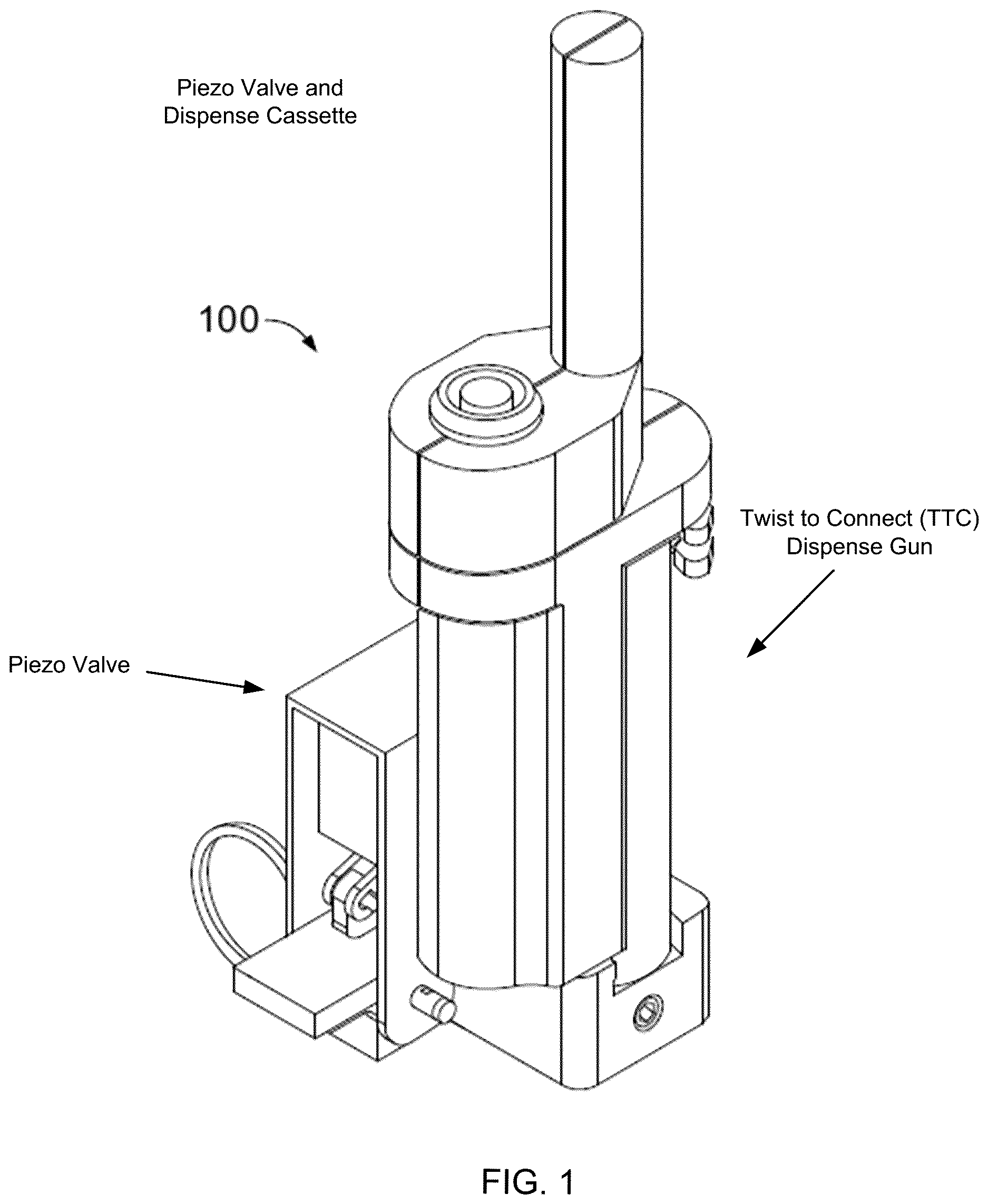 Patent US12611695 — Piezo-actuated valve and dispense cassette — Figure 1