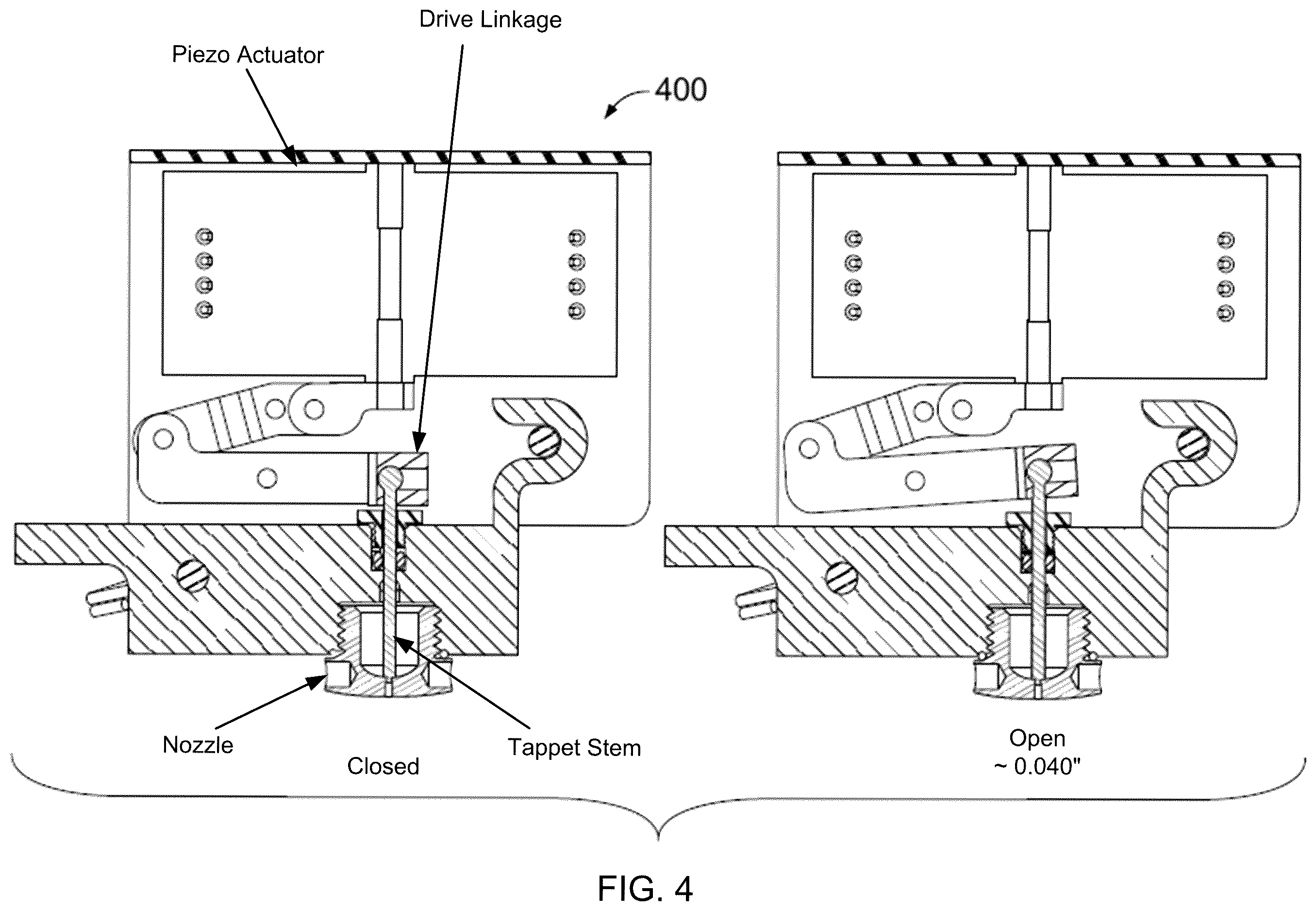 Patent US12611695 Figure 4 – Piezo-actuated valve and dispense cassette