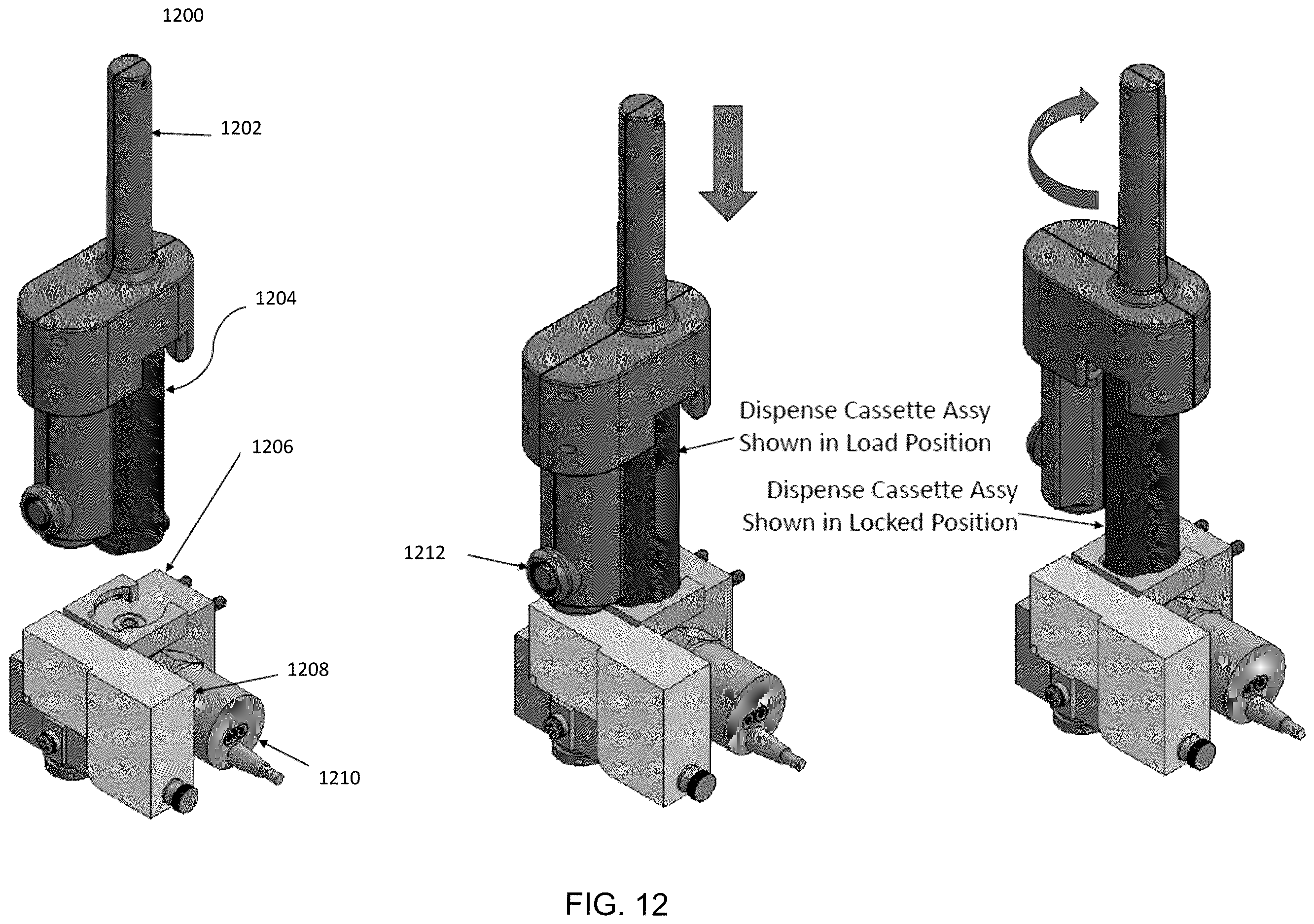 Patent US12611695 Figure 12 – Piezo-actuated valve and dispense cassette