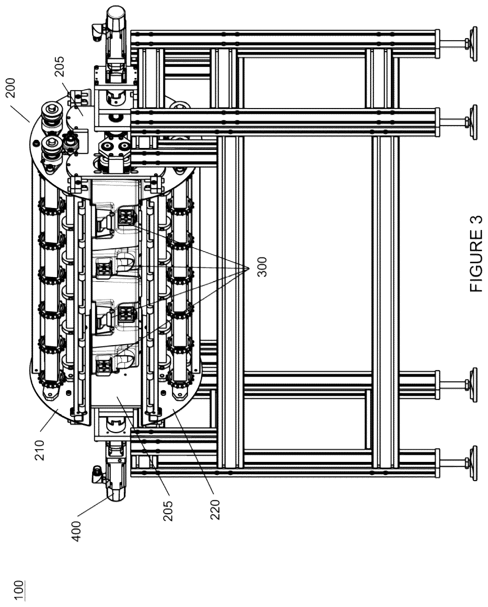 Patent US12611702 Figure 3 – Apparatus for righting animal cages from a washing device