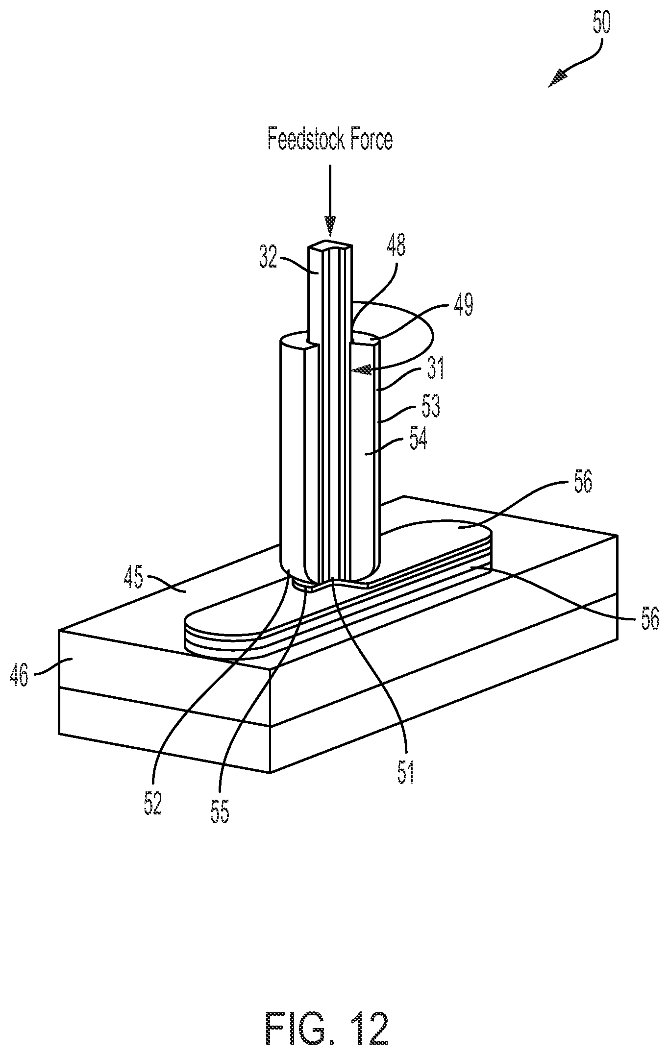 Patent US12611712 Figure 7 – Cold spray additive manufacturing of multi-material electrical contacts