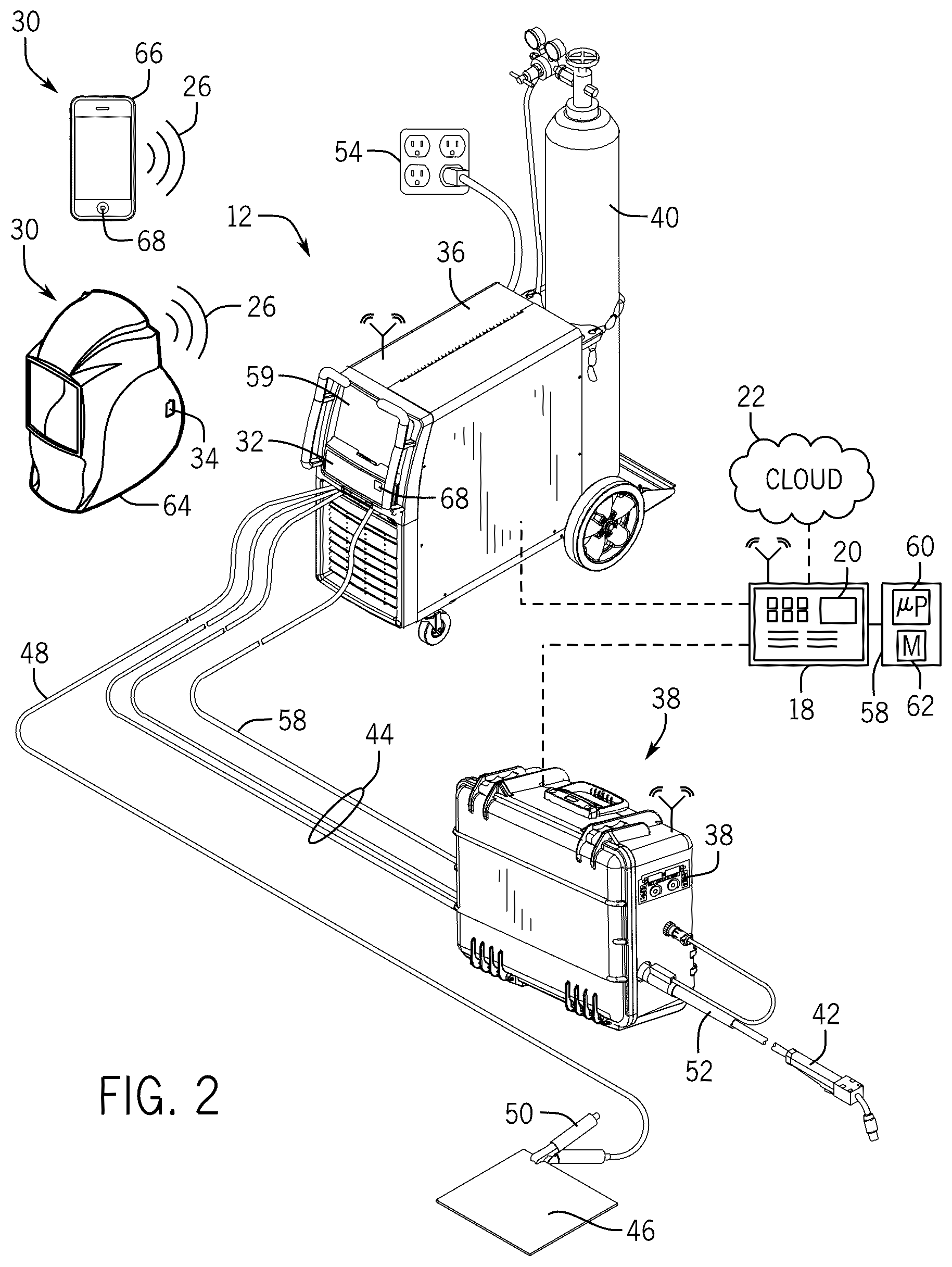 Patent US12611723 Figure 2 – Systems and methods for a personally allocated interface for use in a welding system