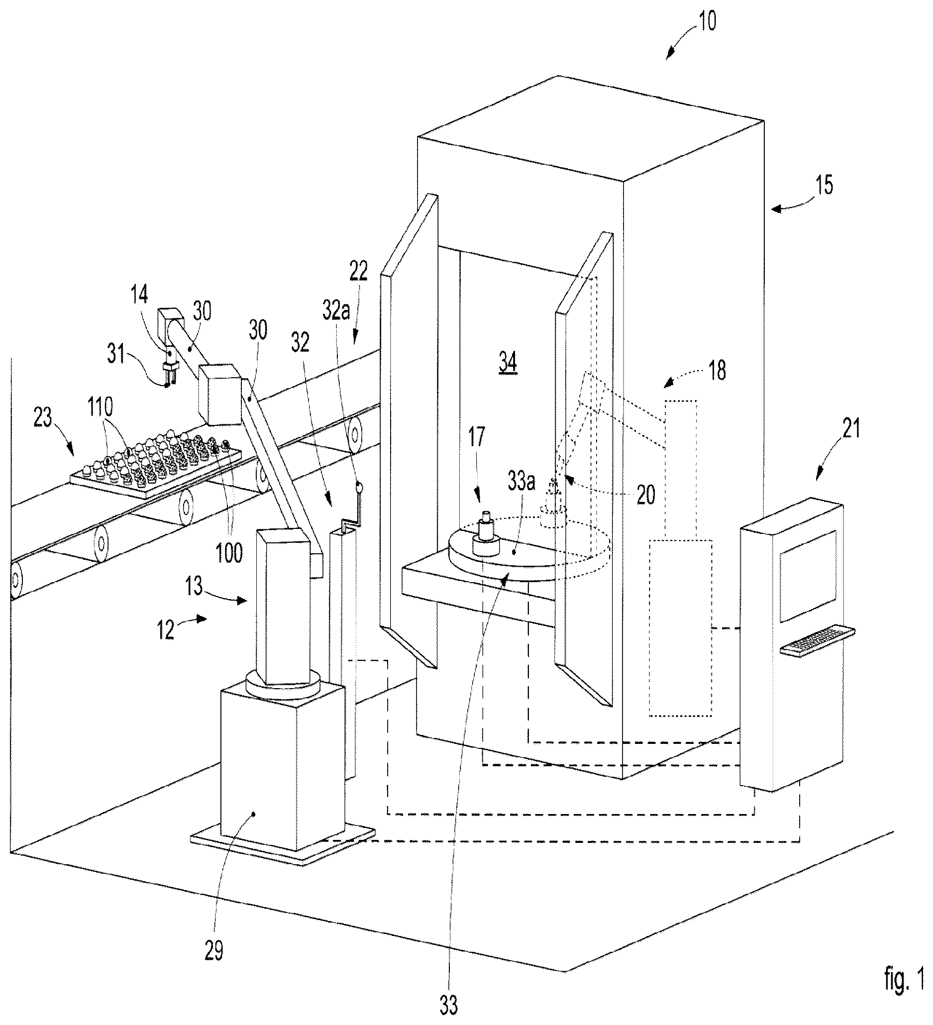 Patent US12611735 Figure 1 – Automated laser cutting station for the production of semifinished components, semi-finished component and relative production method