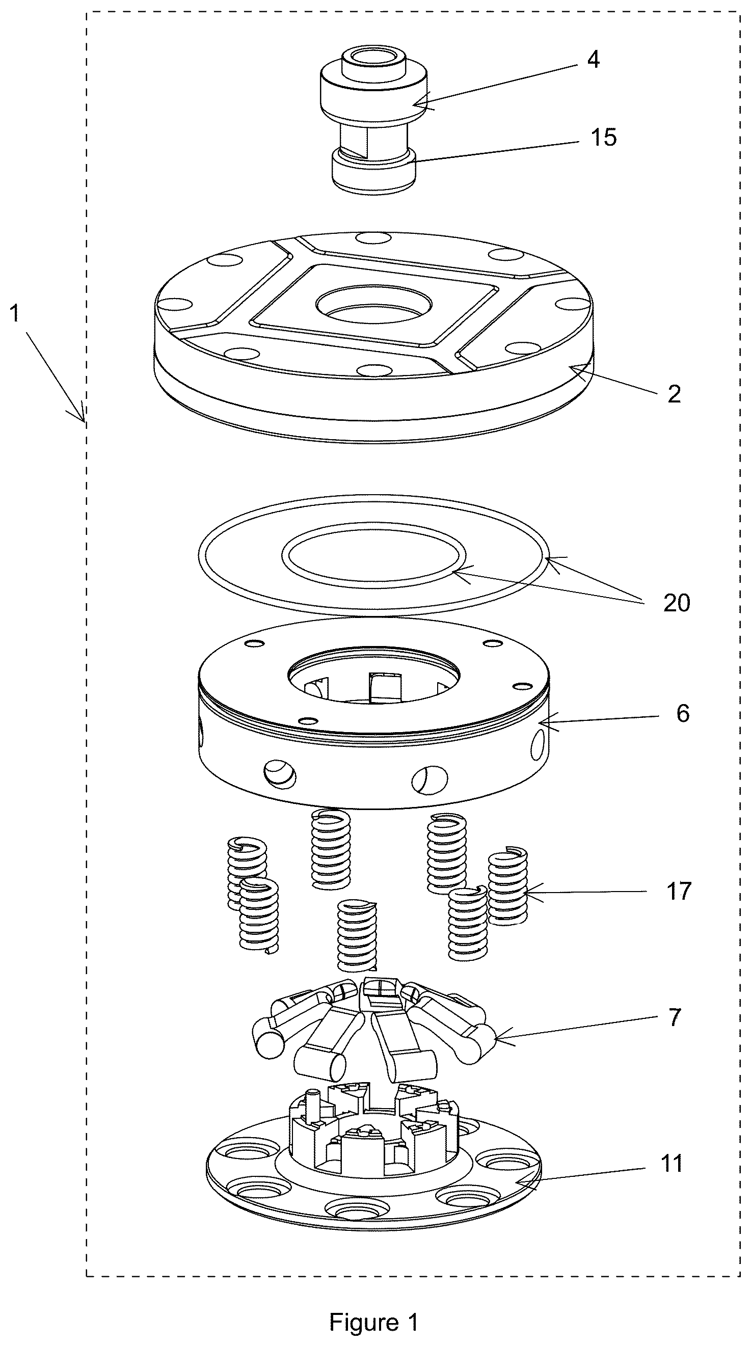 Patent US12611742 Figure 1 – Fastening arrangement for a processing machine