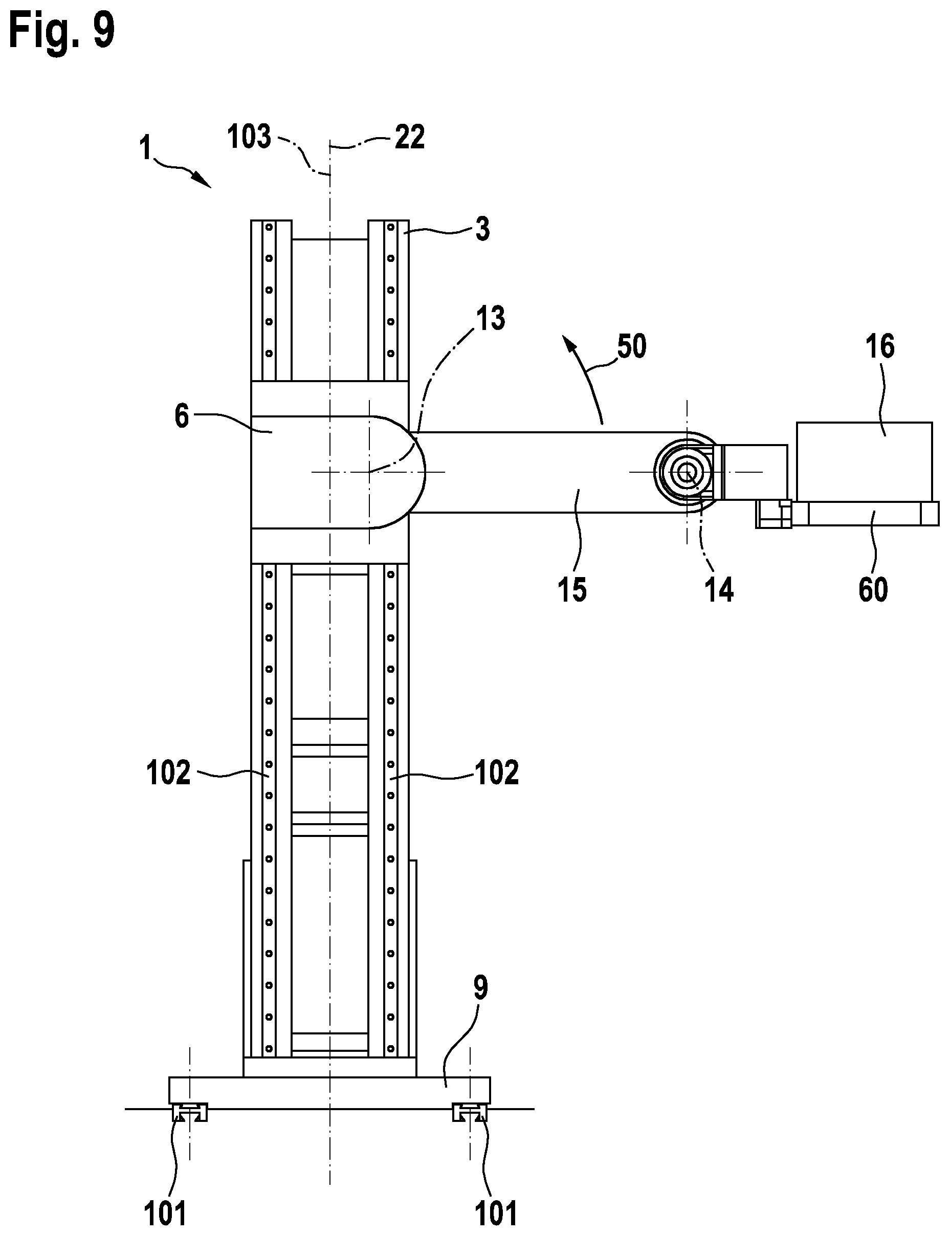Patent US12611743 Figure 9 – Handling assembly of a machine tool