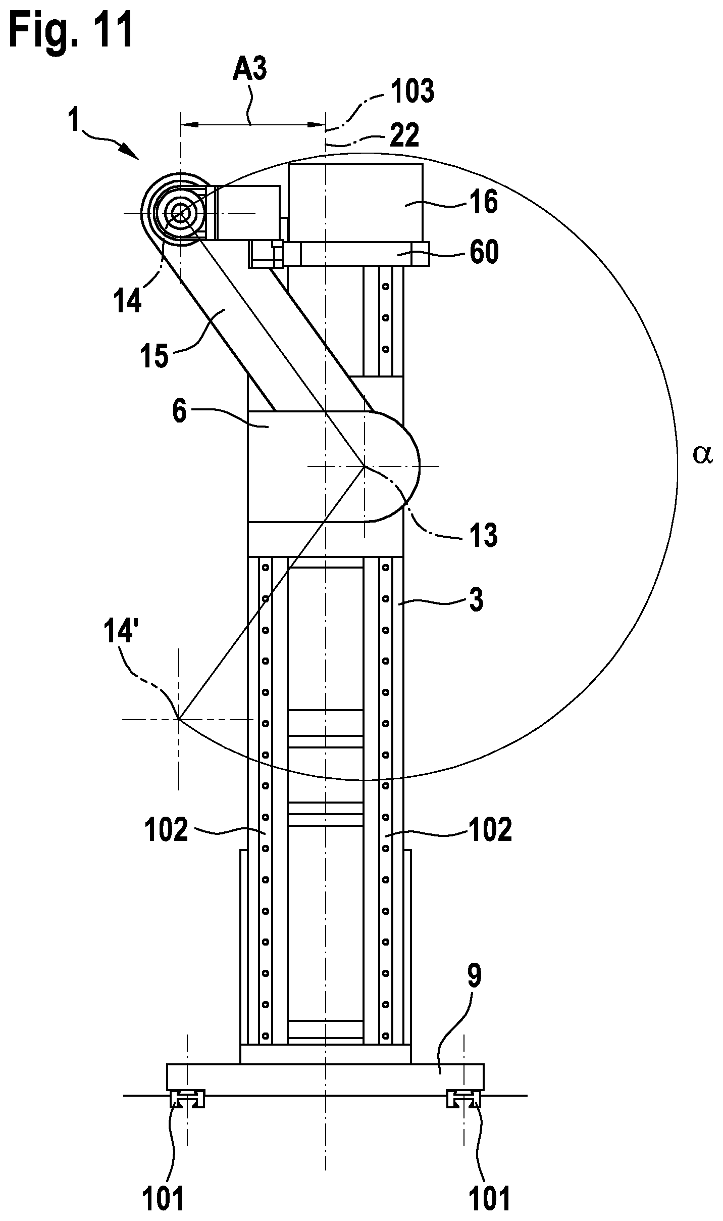 Patent US12611743 Figure 11 – Handling assembly of a machine tool