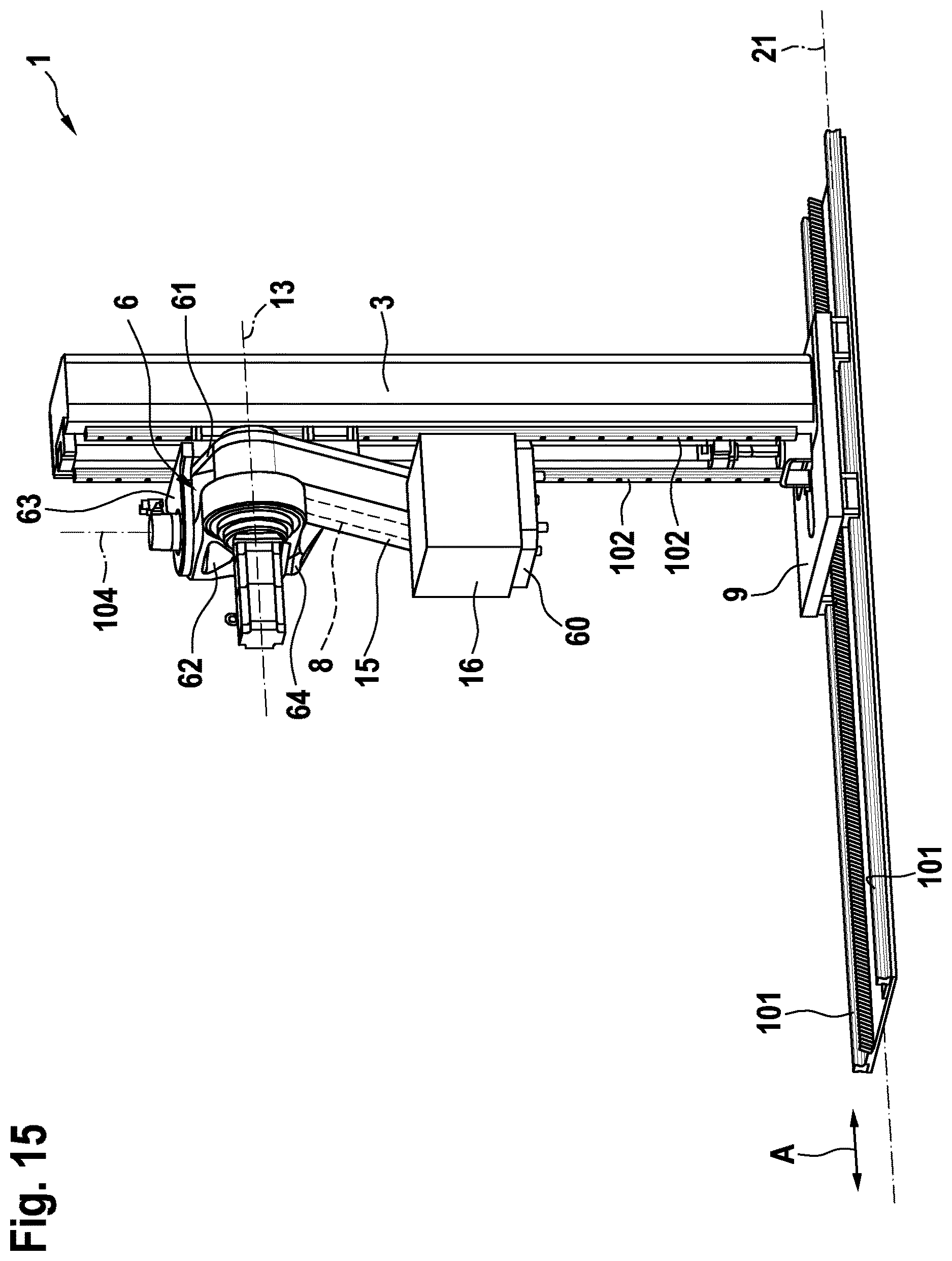 Patent US12611743 Figure 15 – Handling assembly of a machine tool