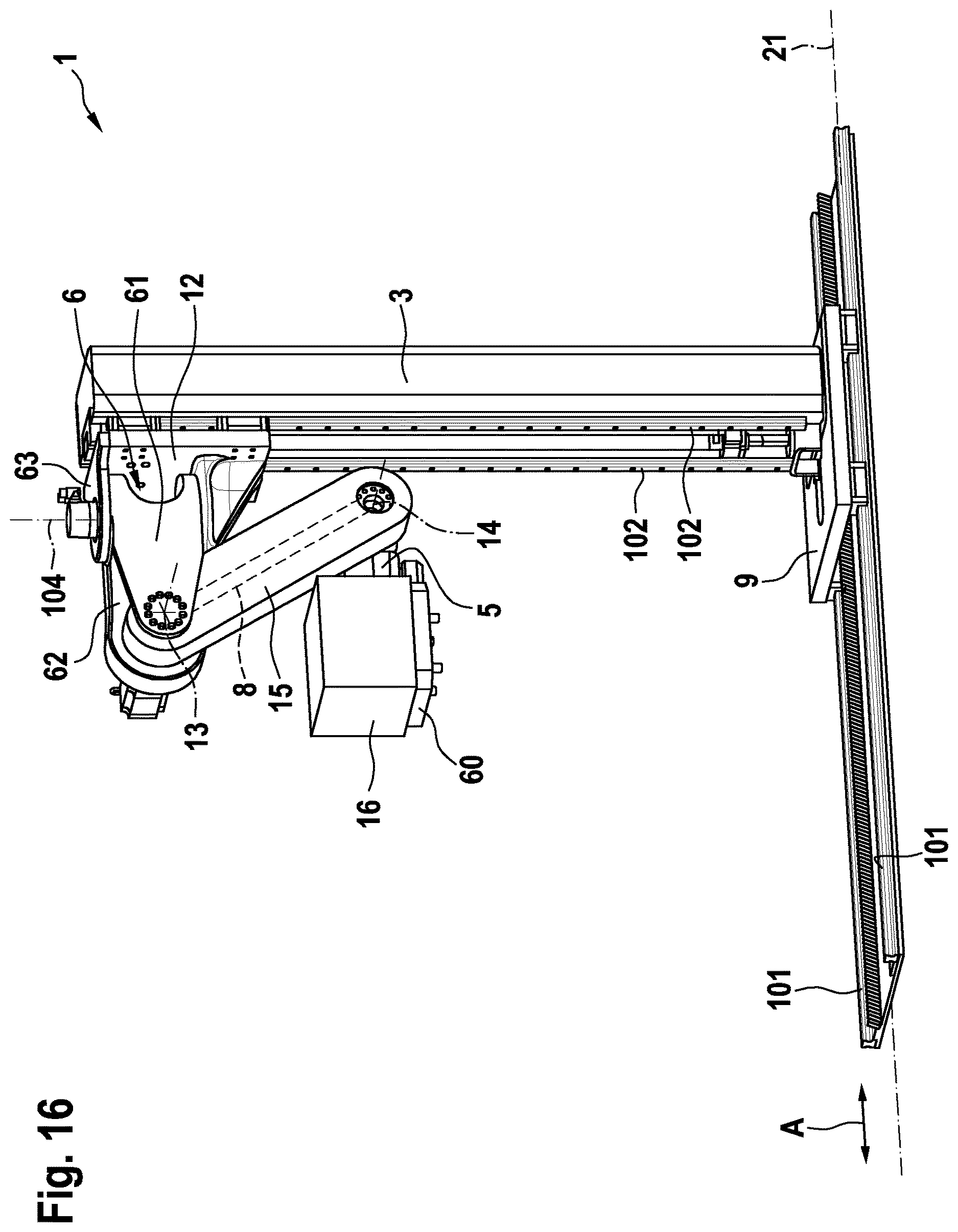 Patent US12611743 Figure 16 – Handling assembly of a machine tool