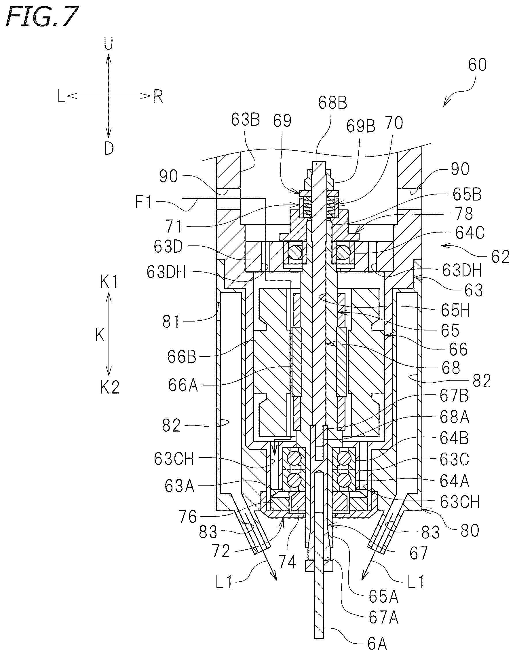Patent US12611744 Figure 7 – Spindle and cutting apparatus including the same