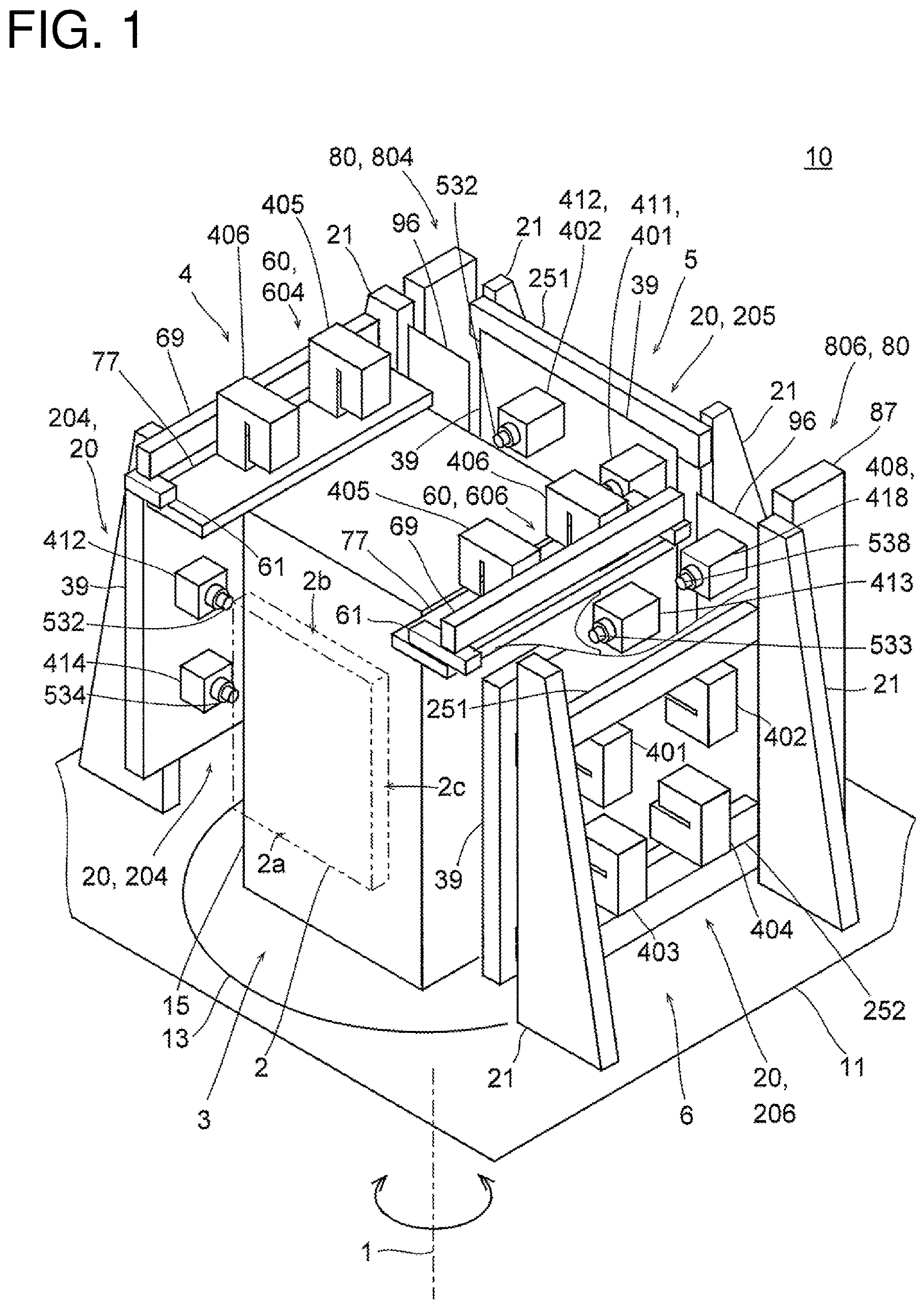 Patent US12611745 Figure 1 – Indexing processing machine