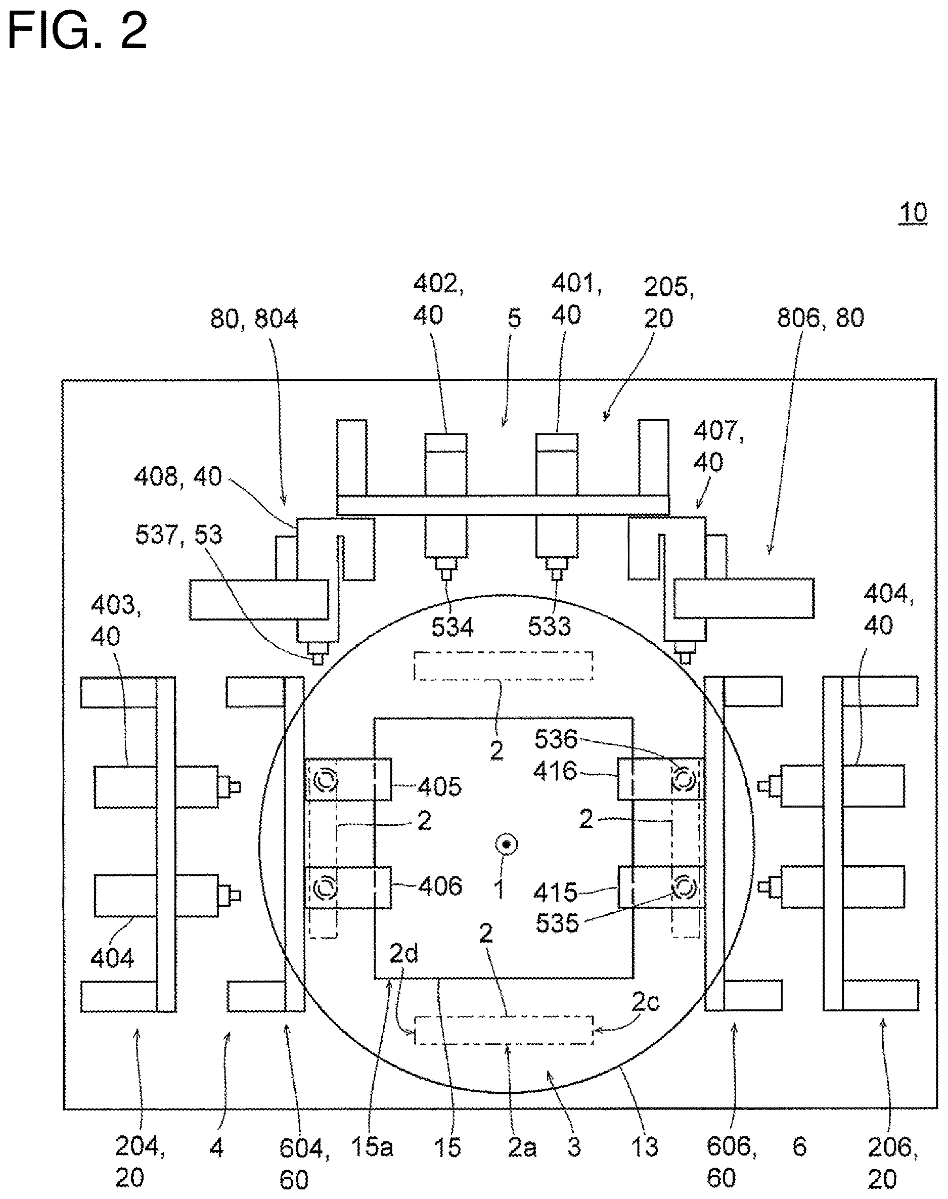 Patent US12611745 Figure 2 – Indexing processing machine