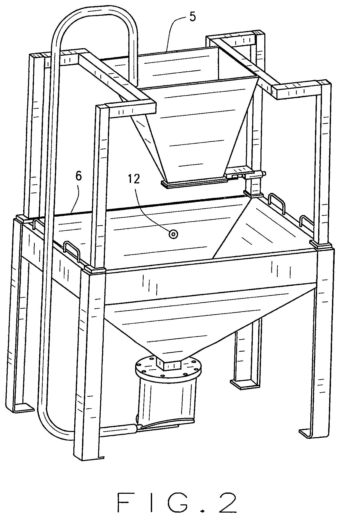 Patent US12611747 Figure 2 – Shot cascading apparatus for cleaning 3D printed components