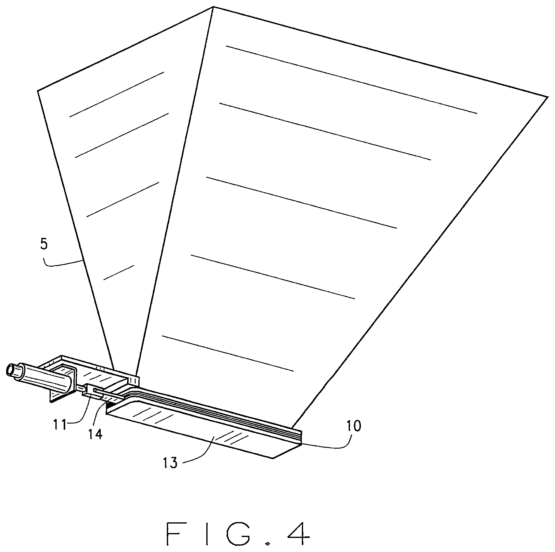 Patent US12611747 Figure 4 – Shot cascading apparatus for cleaning 3D printed components