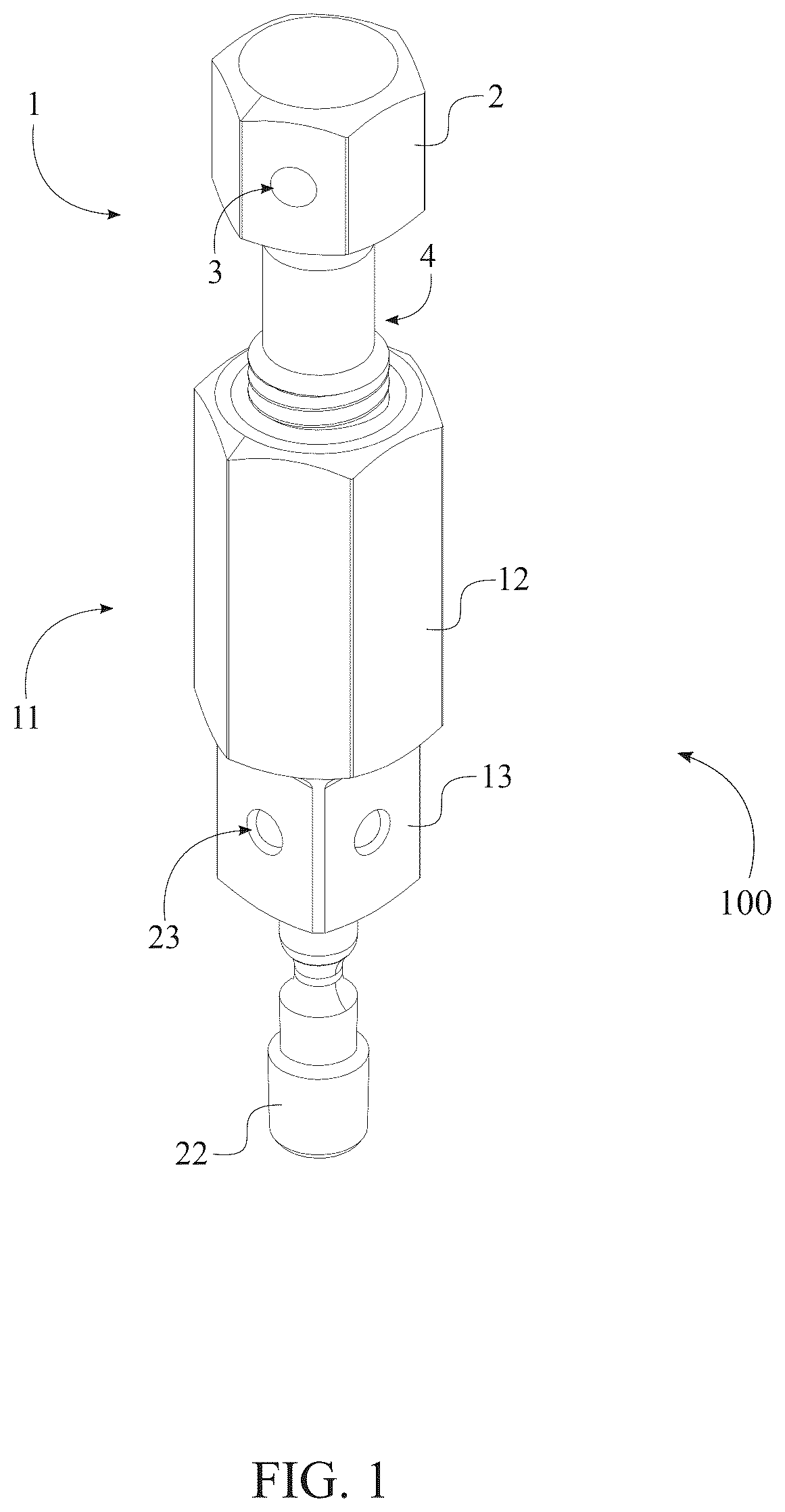 Patent US12611755 Figure 1 – Methods and apparatuses for dislodging foreign objects from fastener extractors