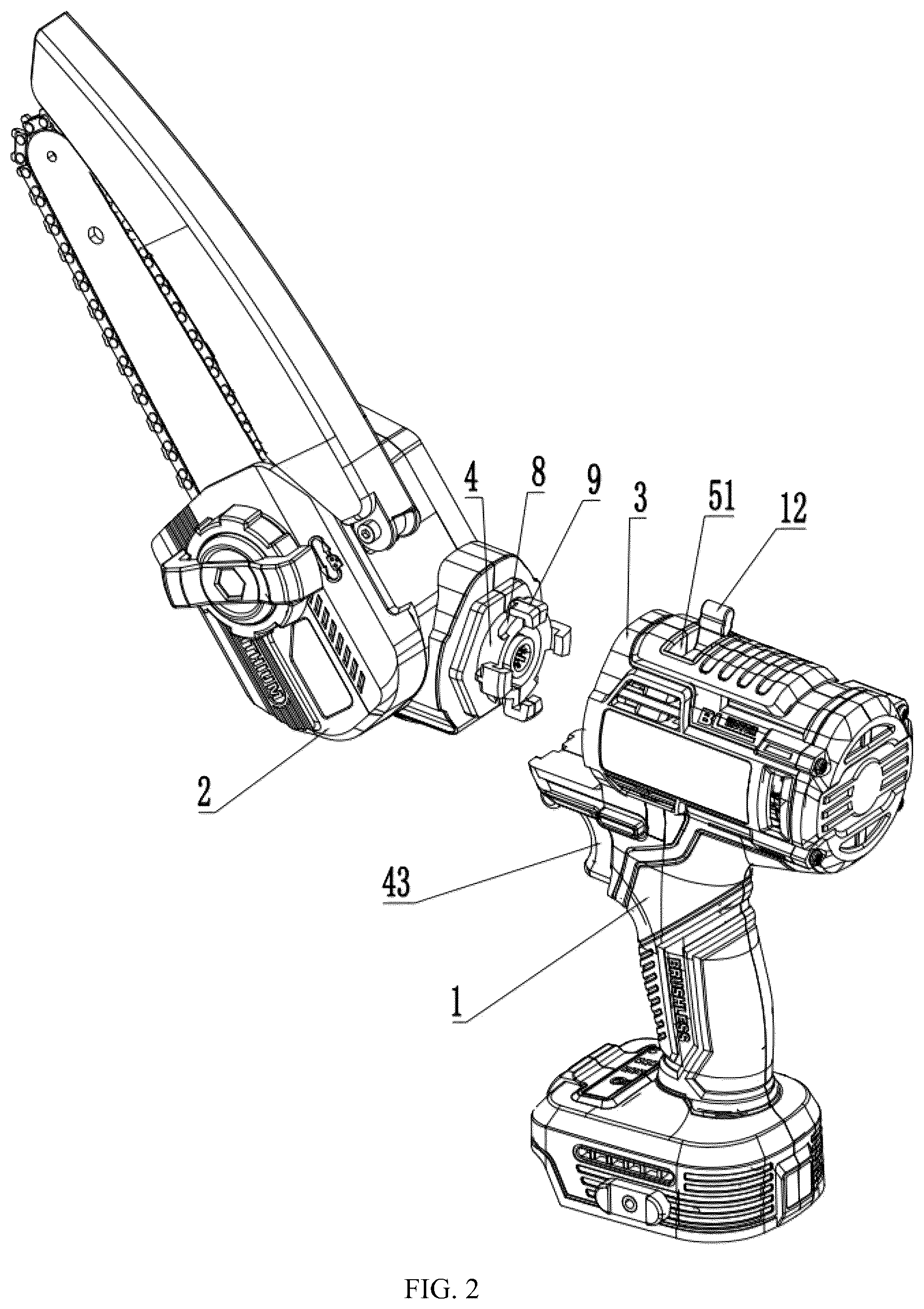 Patent US12611759 Figure 2 – Tool head replacement structure for electric tools