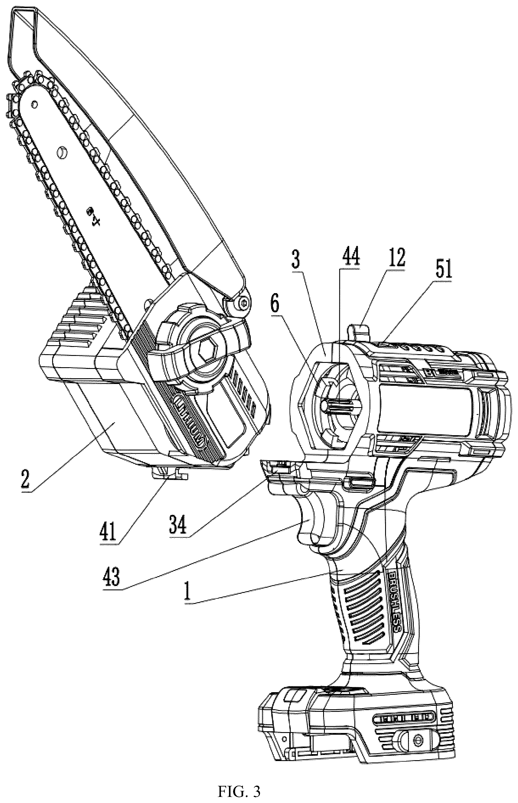 Patent US12611759 Figure 3 – Tool head replacement structure for electric tools