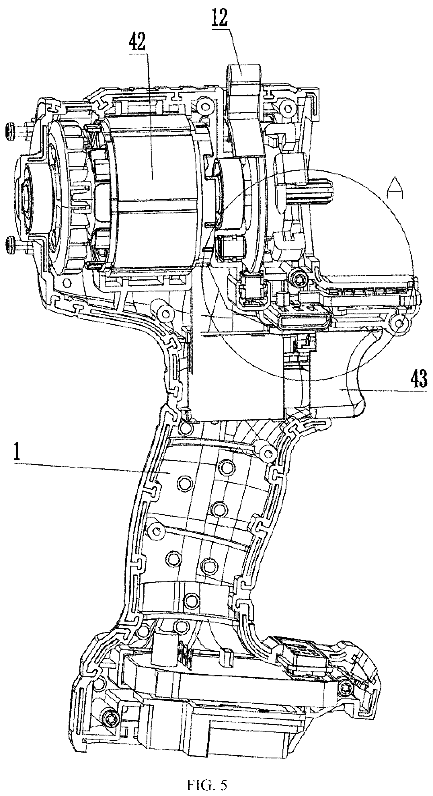 Patent US12611759 Figure 5 – Tool head replacement structure for electric tools