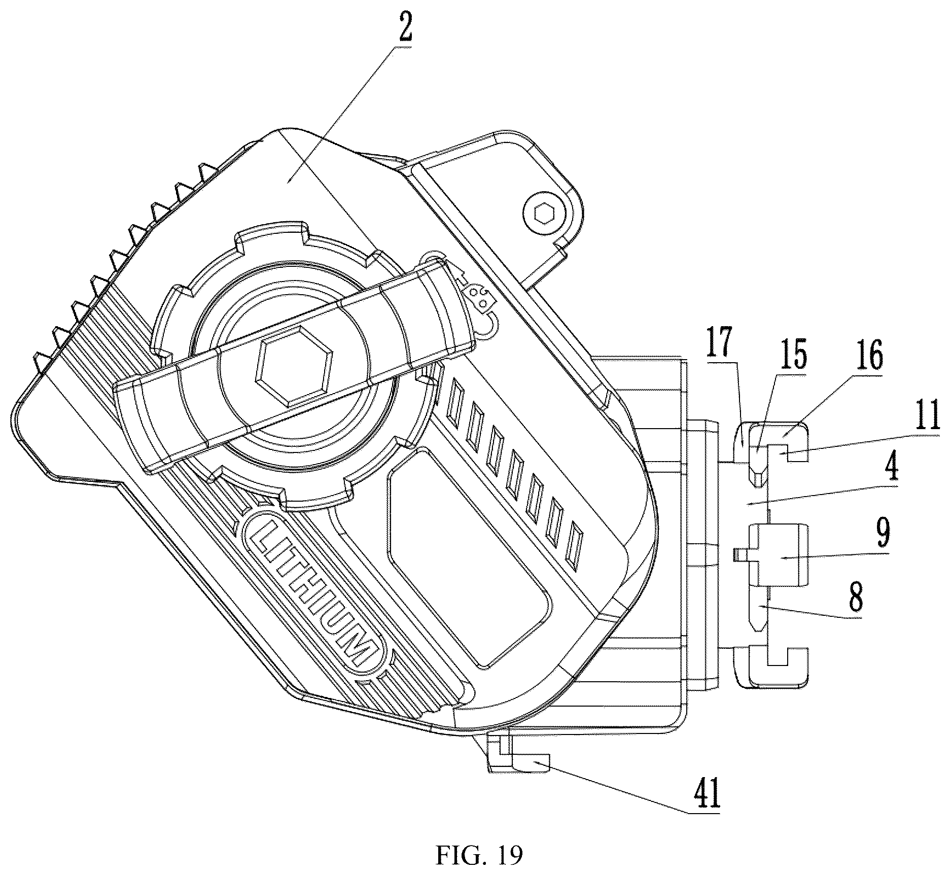Patent US12611759 Figure 14 – Tool head replacement structure for electric tools