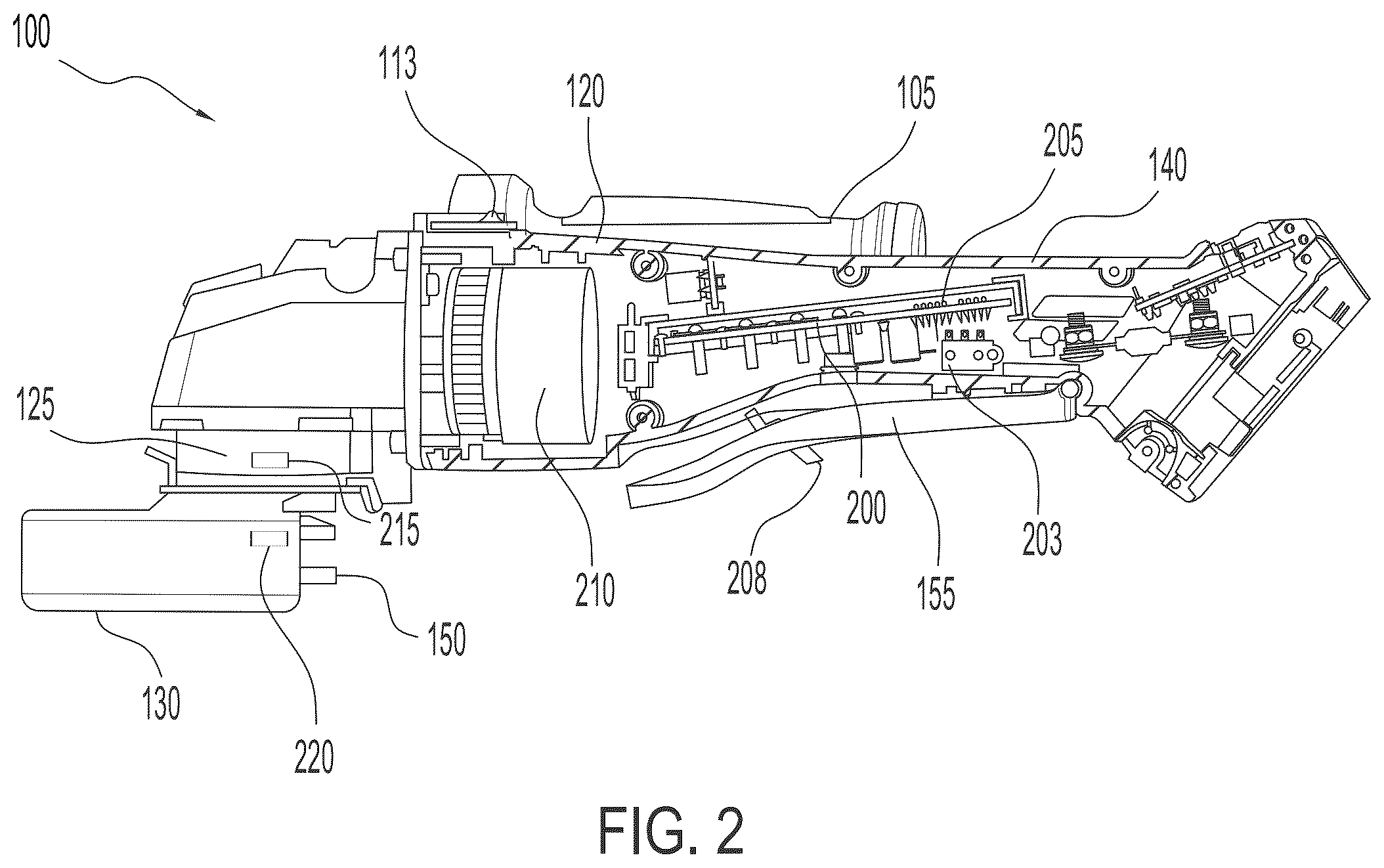 Patent US12611761 Figure 2 – Grinder including enhanced sensing and component detection