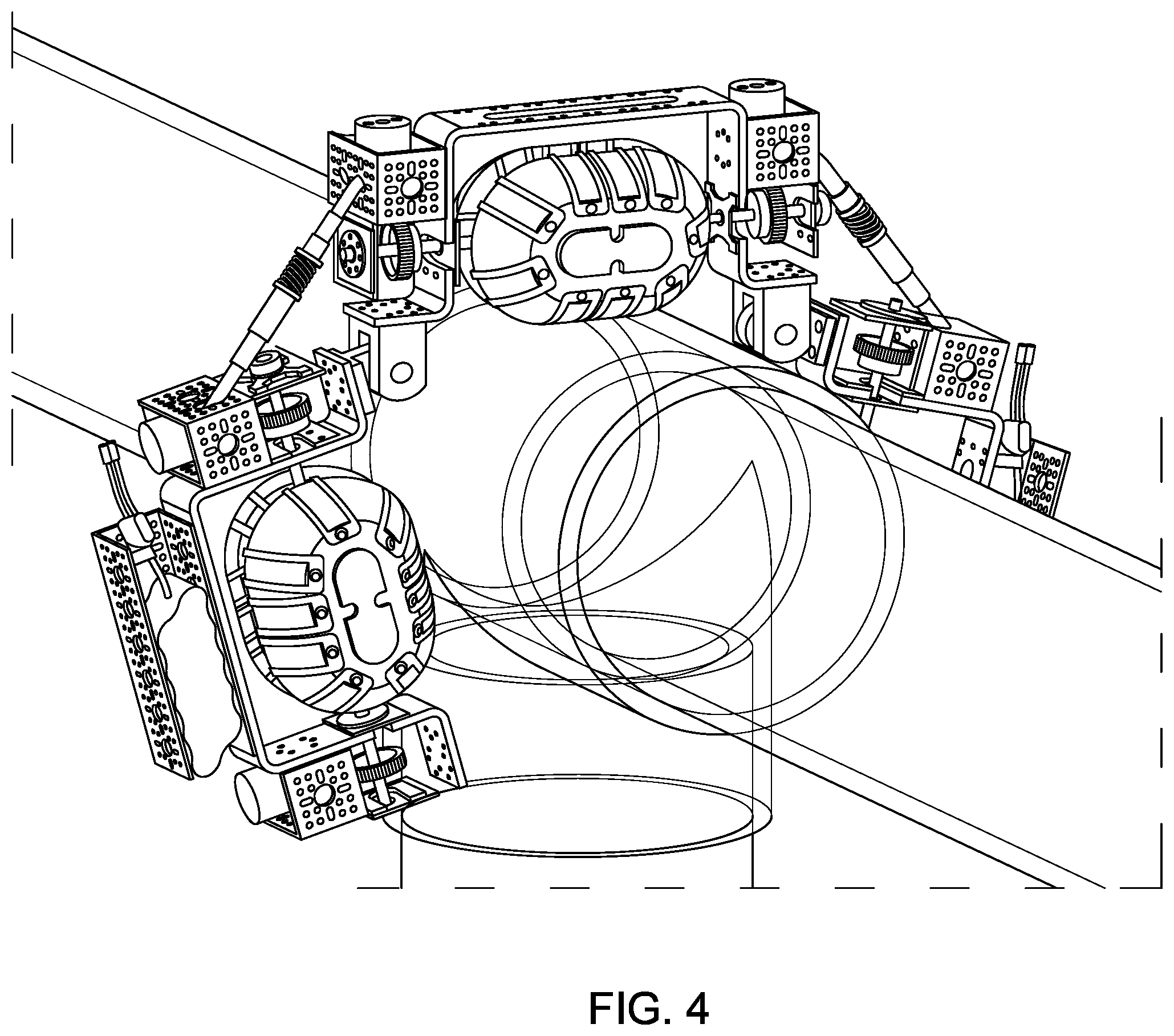 Patent US12611765 Figure 4 – Modular omnidirectional robotic system for nonplanar structure navigation