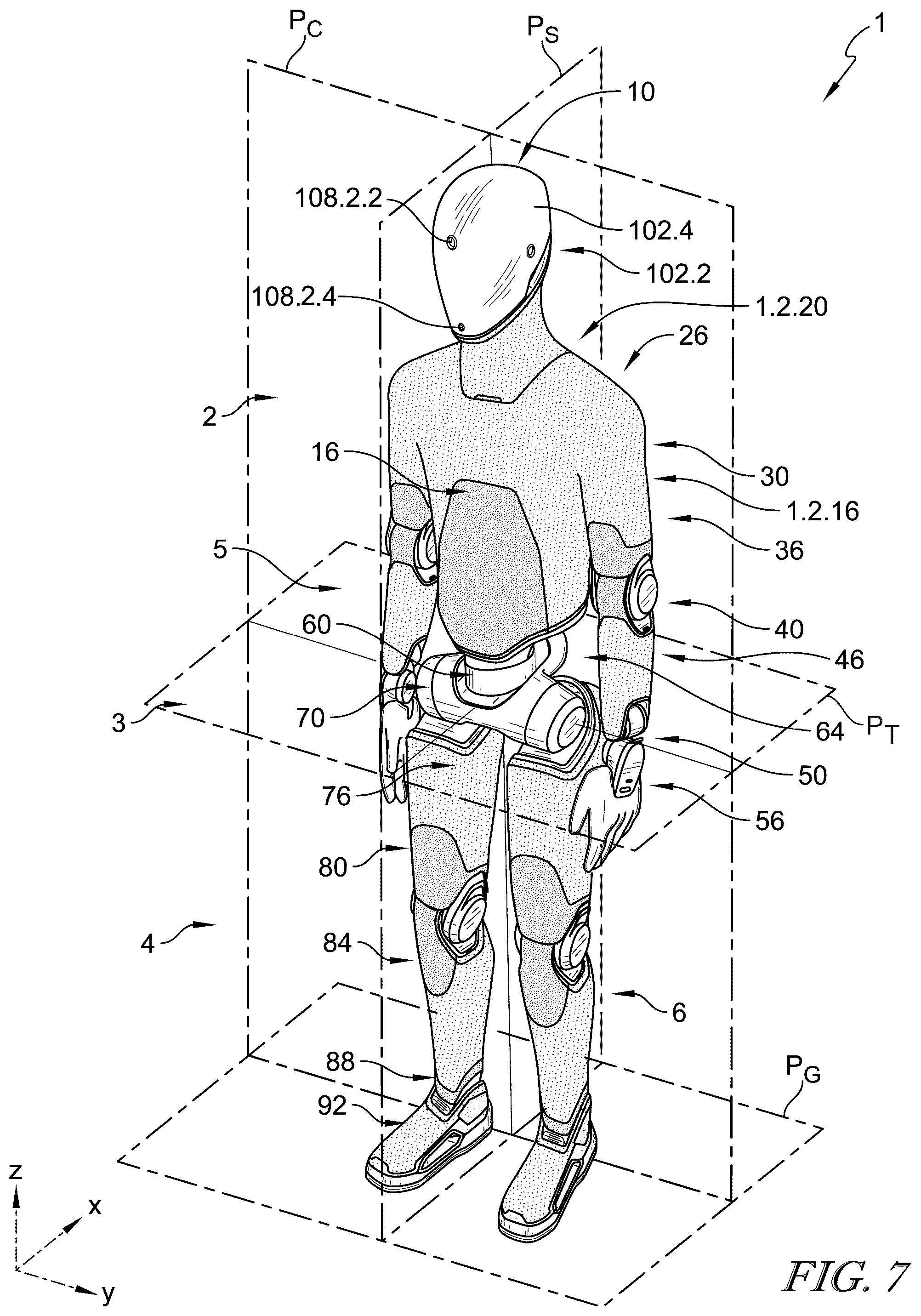 Patent US12611766 Figure 11 – Humanoid robot with advanced kinematics