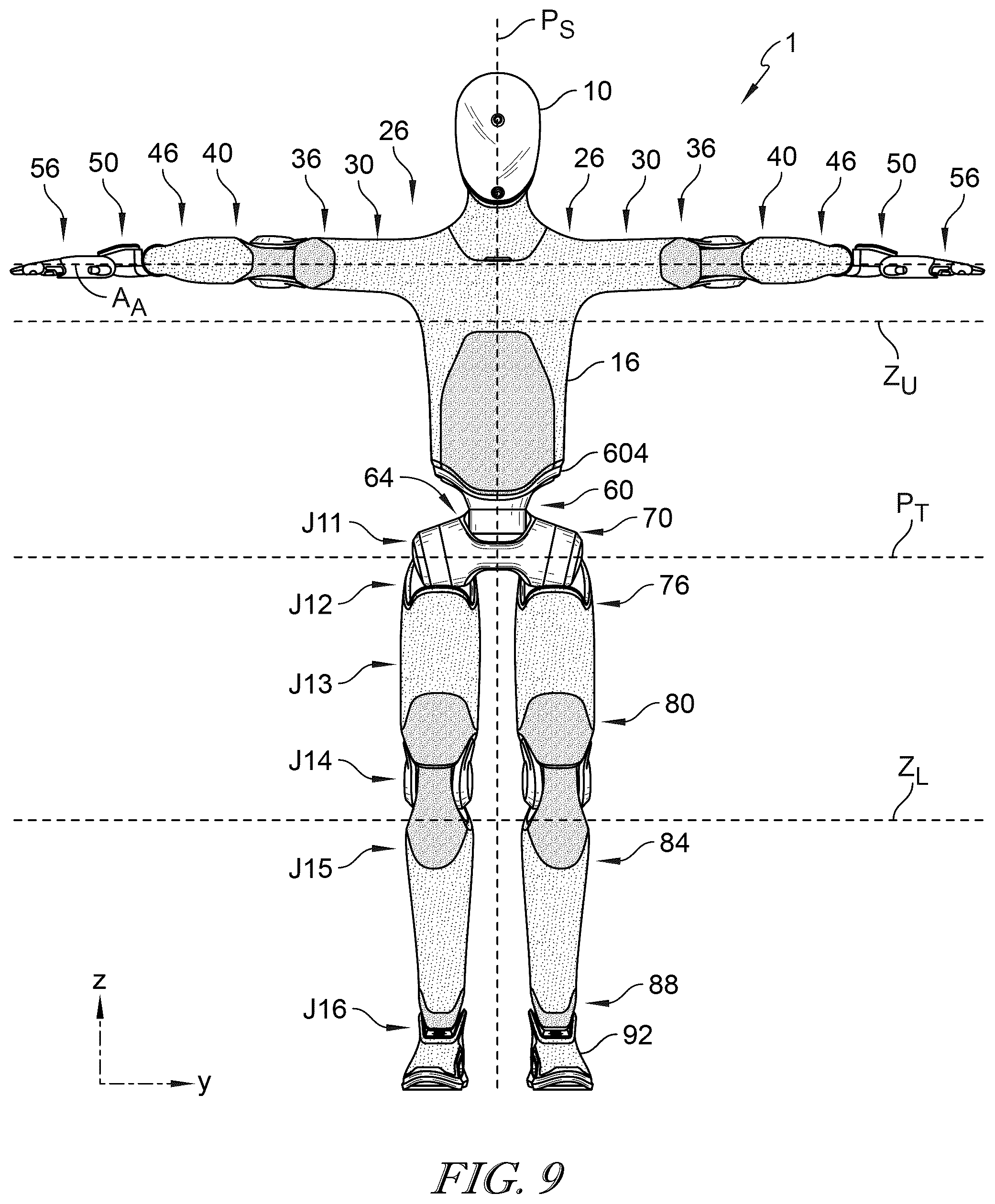 Patent US12611766 Figure 13 – Humanoid robot with advanced kinematics