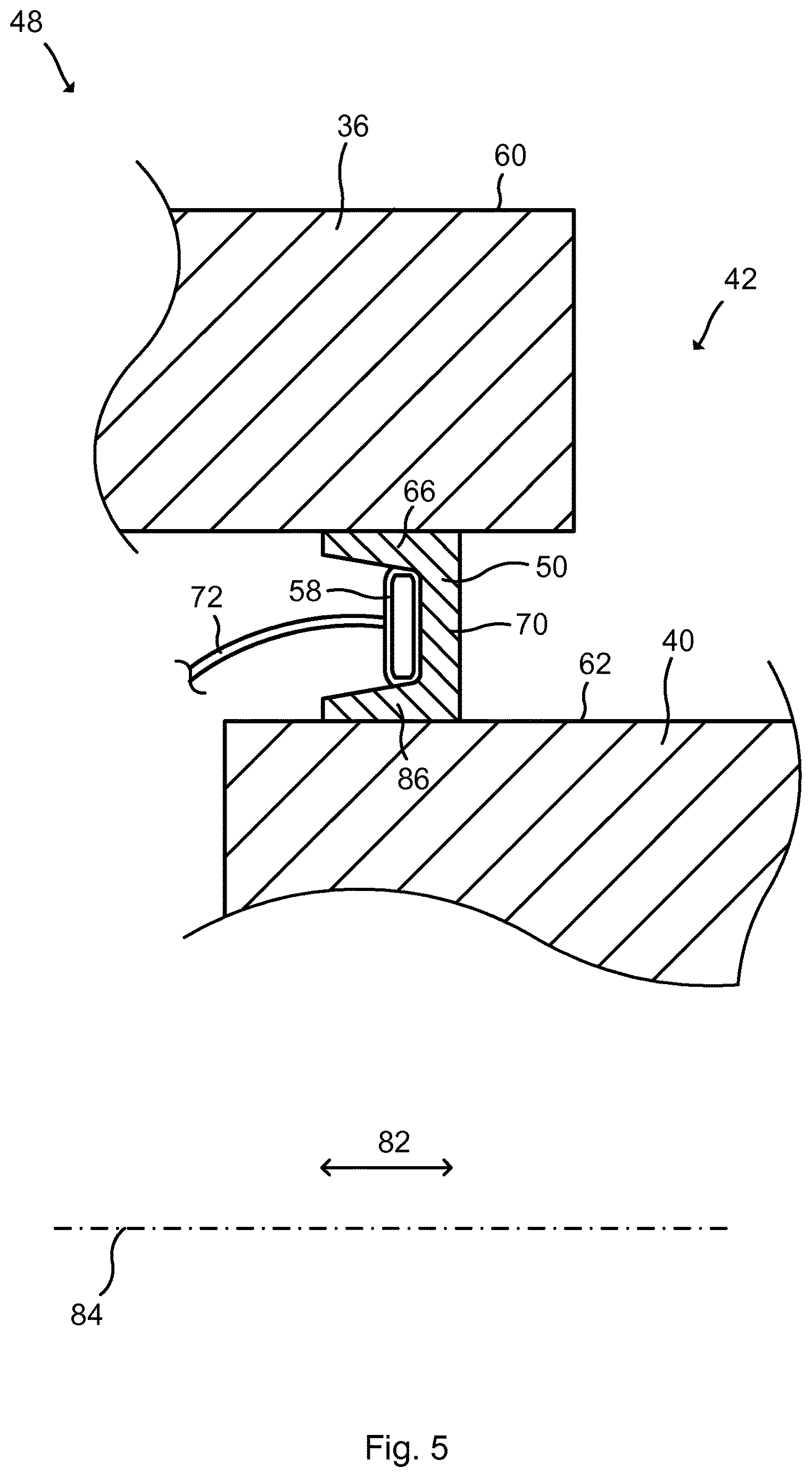 Patent US12611786 Figure 5 – Sealing arrangement, industrial robot and method