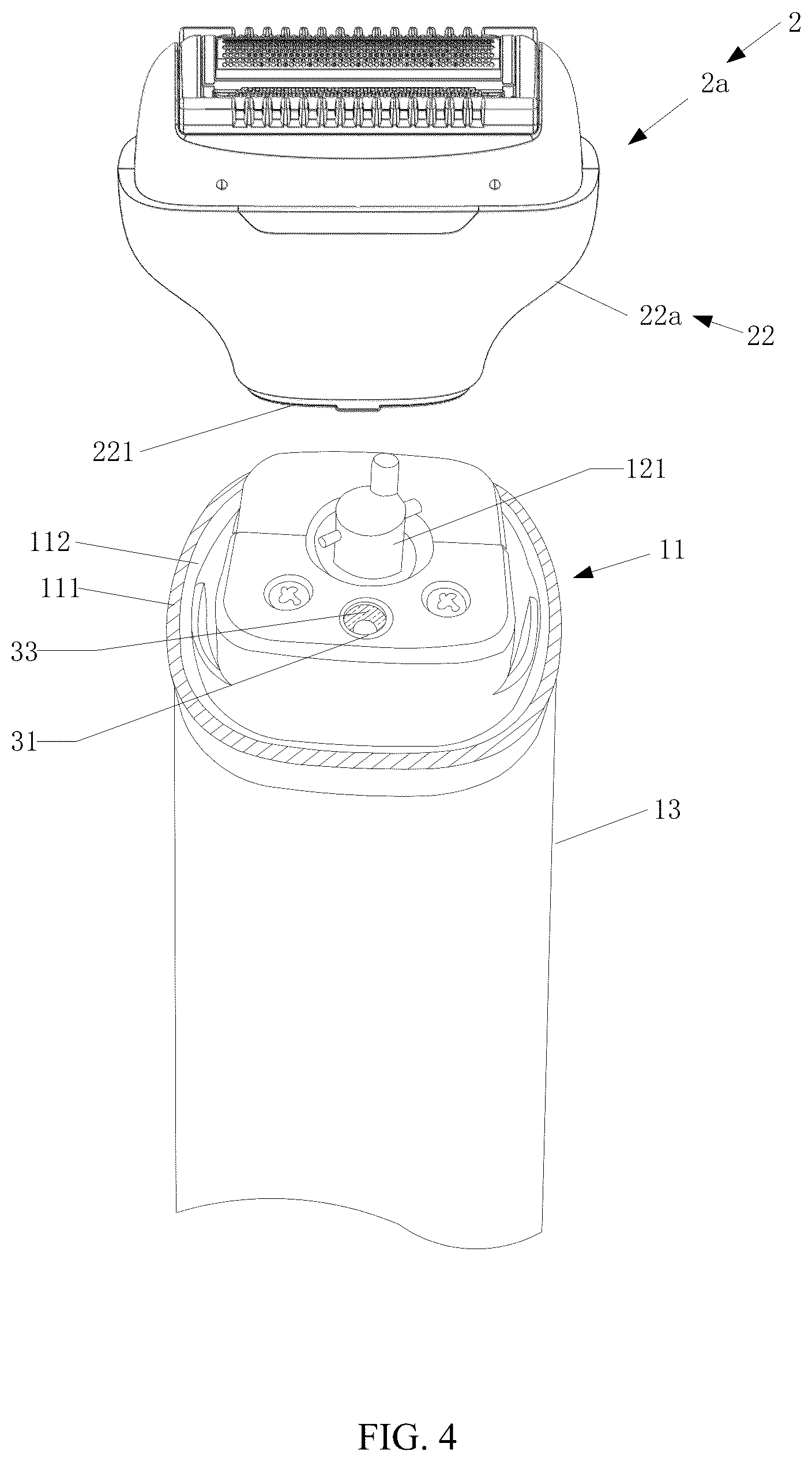 Patent US12611788 Figure 4 – Electric hair trimmer with illumination system