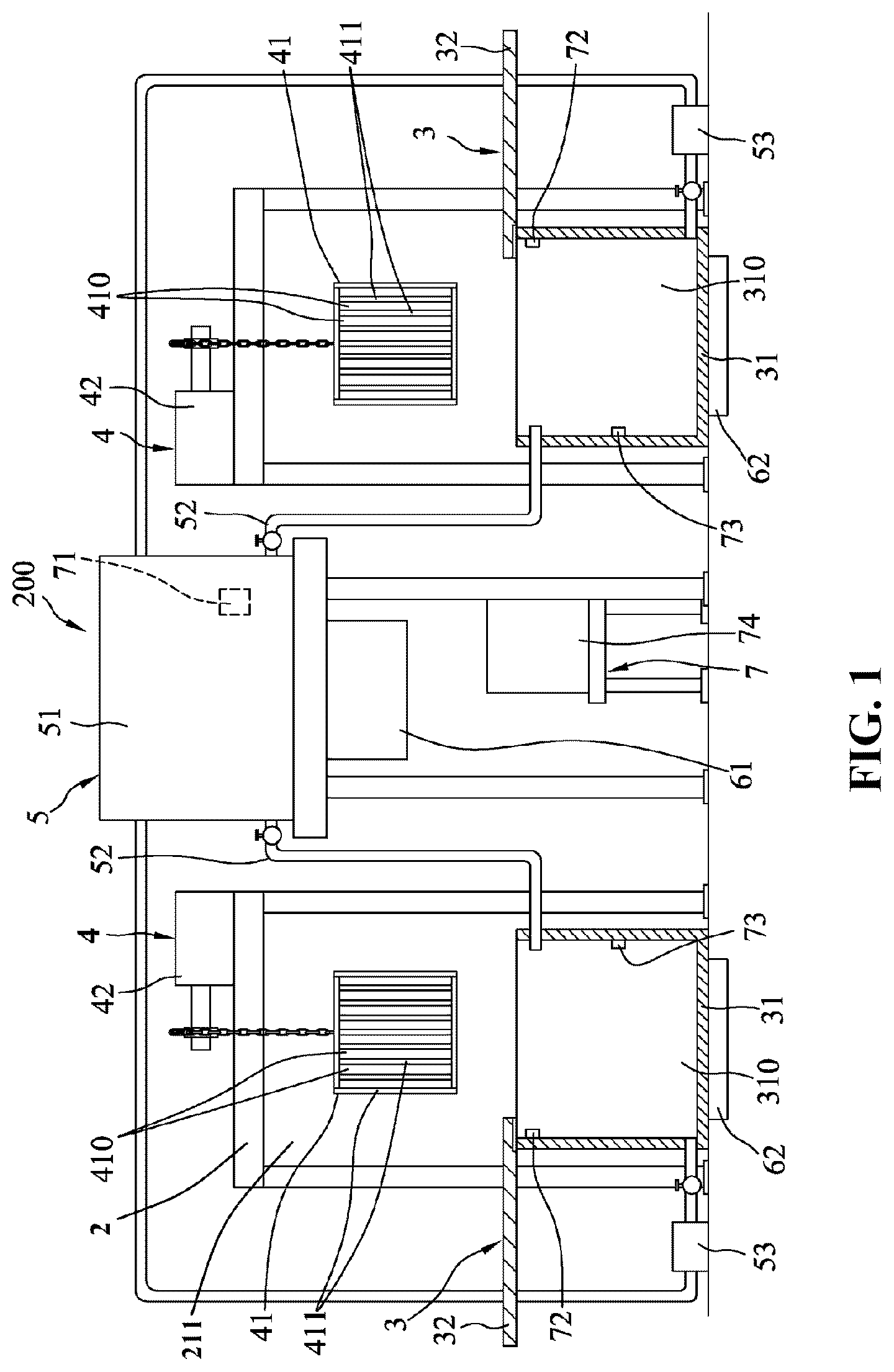 Patent US12611801 Figure 1 – Recycling device and method for laminar structures bonded by cured adhesive