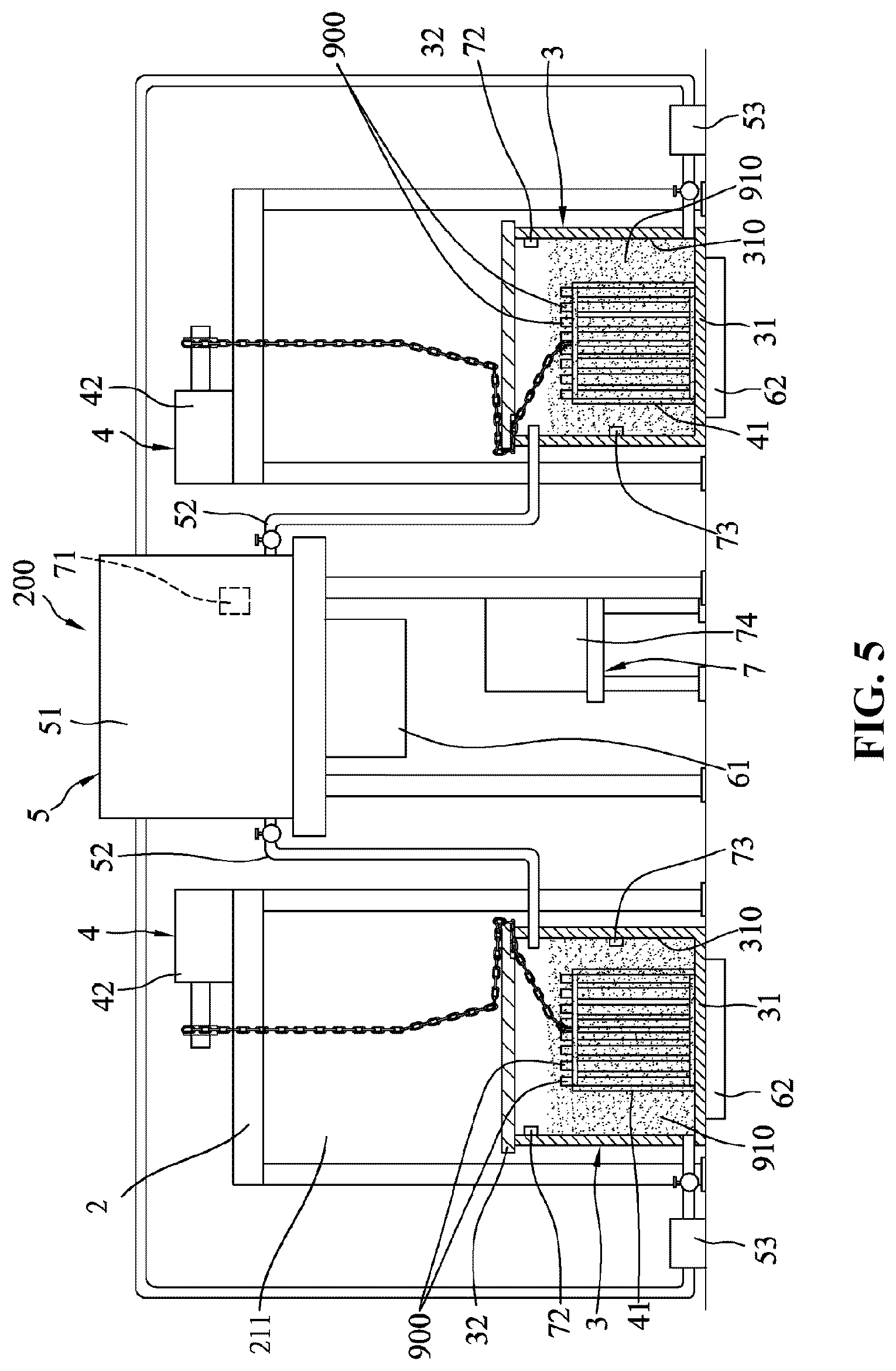 Patent US12611801 Figure 5 – Recycling device and method for laminar structures bonded by cured adhesive