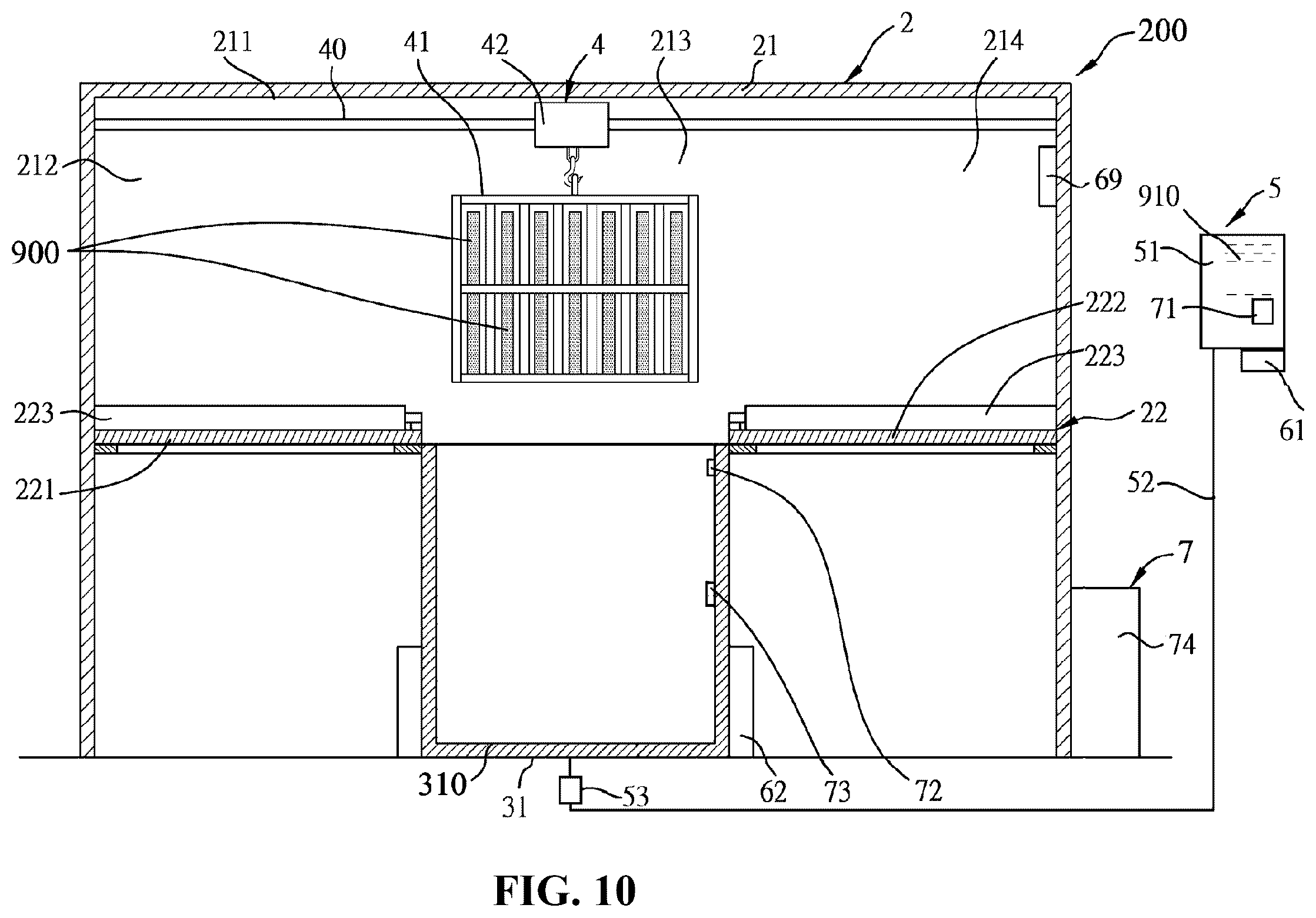 Patent US12611801 Figure 10 – Recycling device and method for laminar structures bonded by cured adhesive