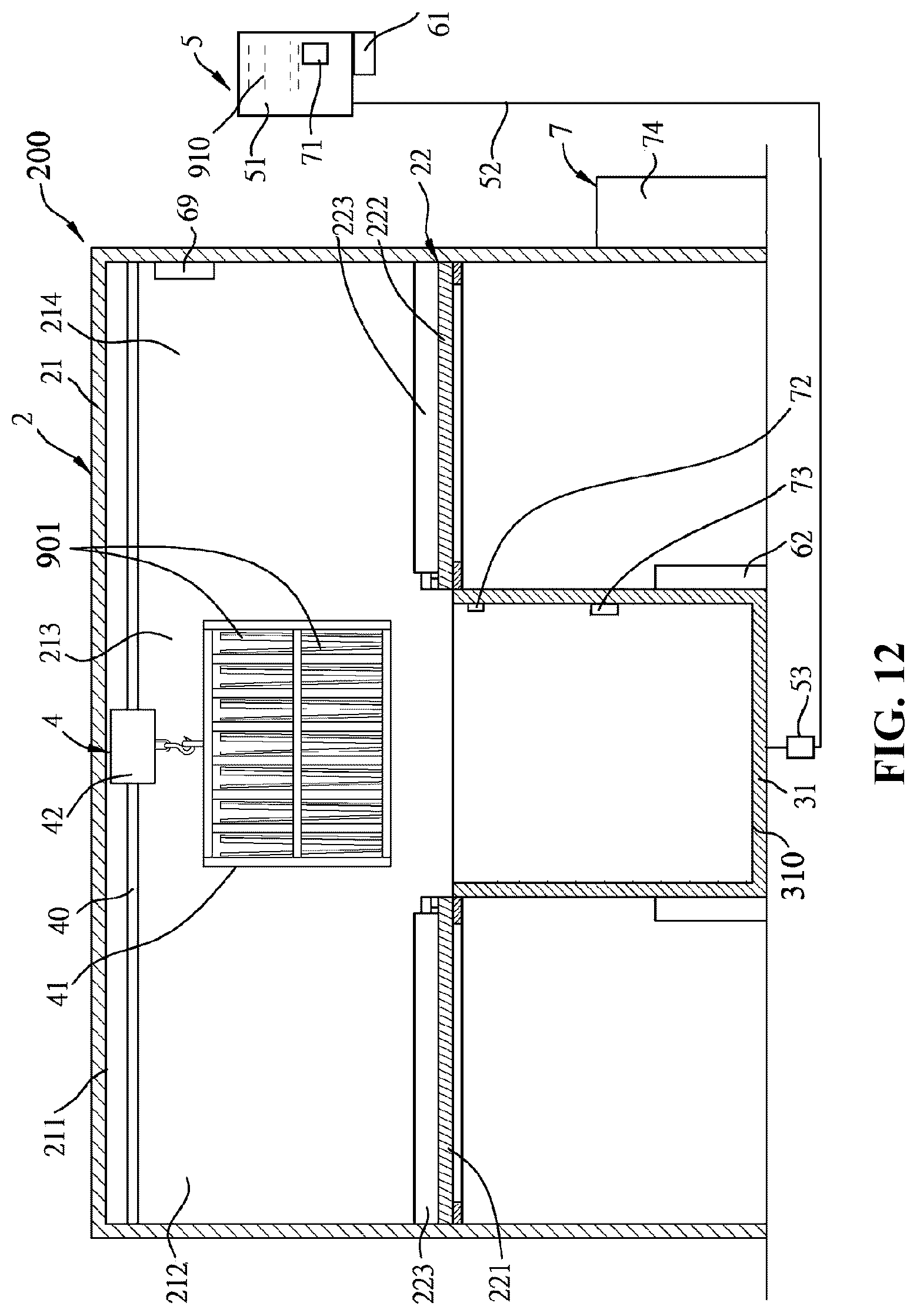 Patent US12611801 Figure 12 – Recycling device and method for laminar structures bonded by cured adhesive