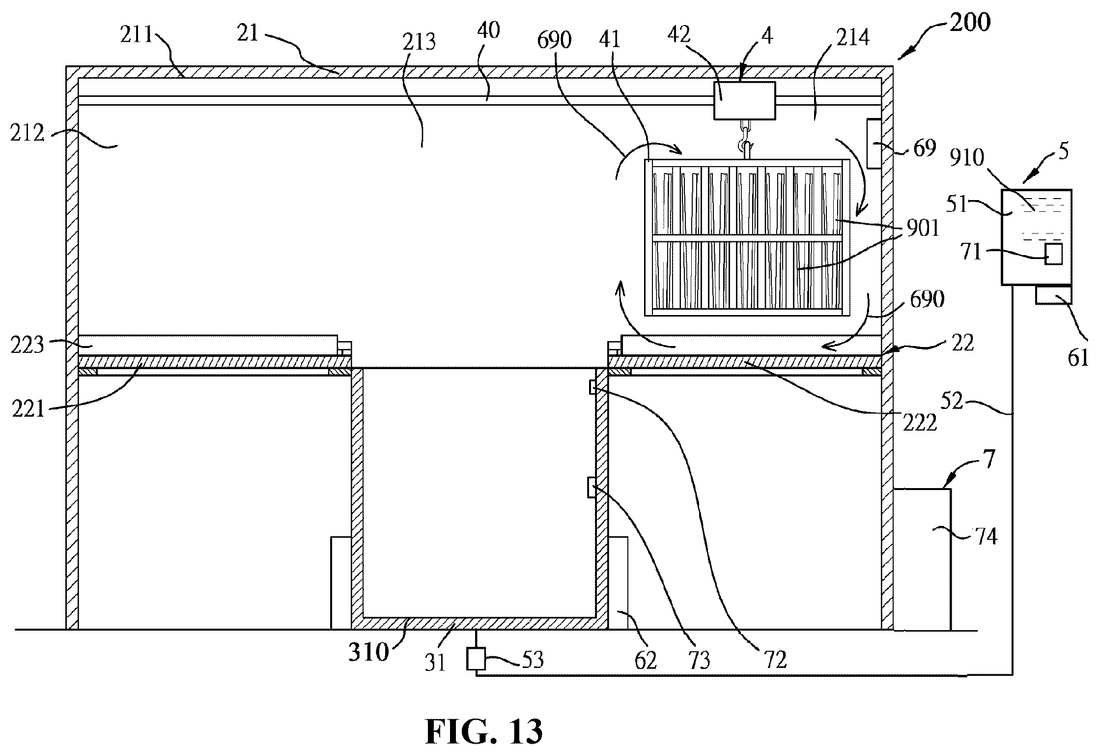 Patent US12611801 Figure 13 – Recycling device and method for laminar structures bonded by cured adhesive