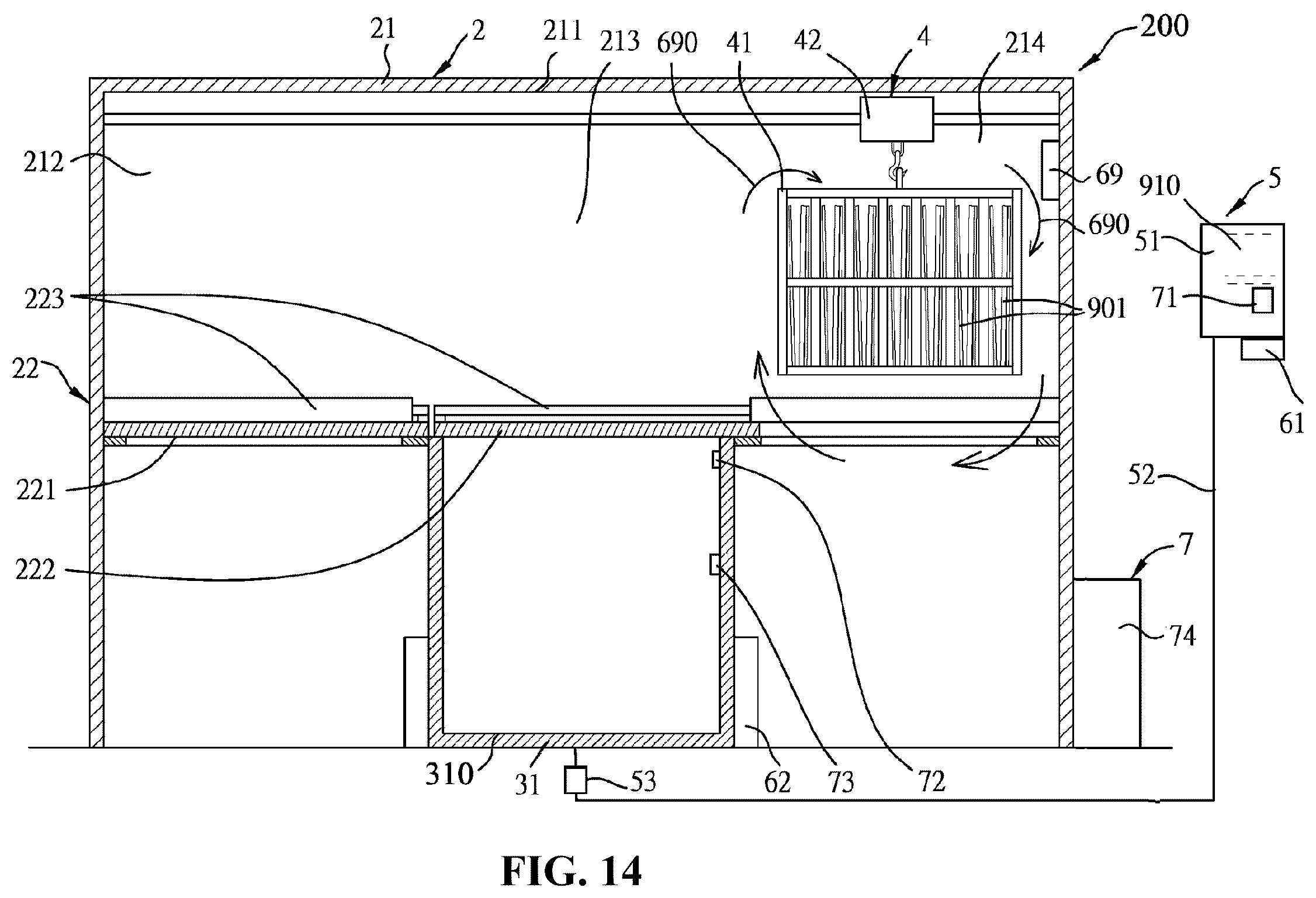 Patent US12611801 Figure 14 – Recycling device and method for laminar structures bonded by cured adhesive