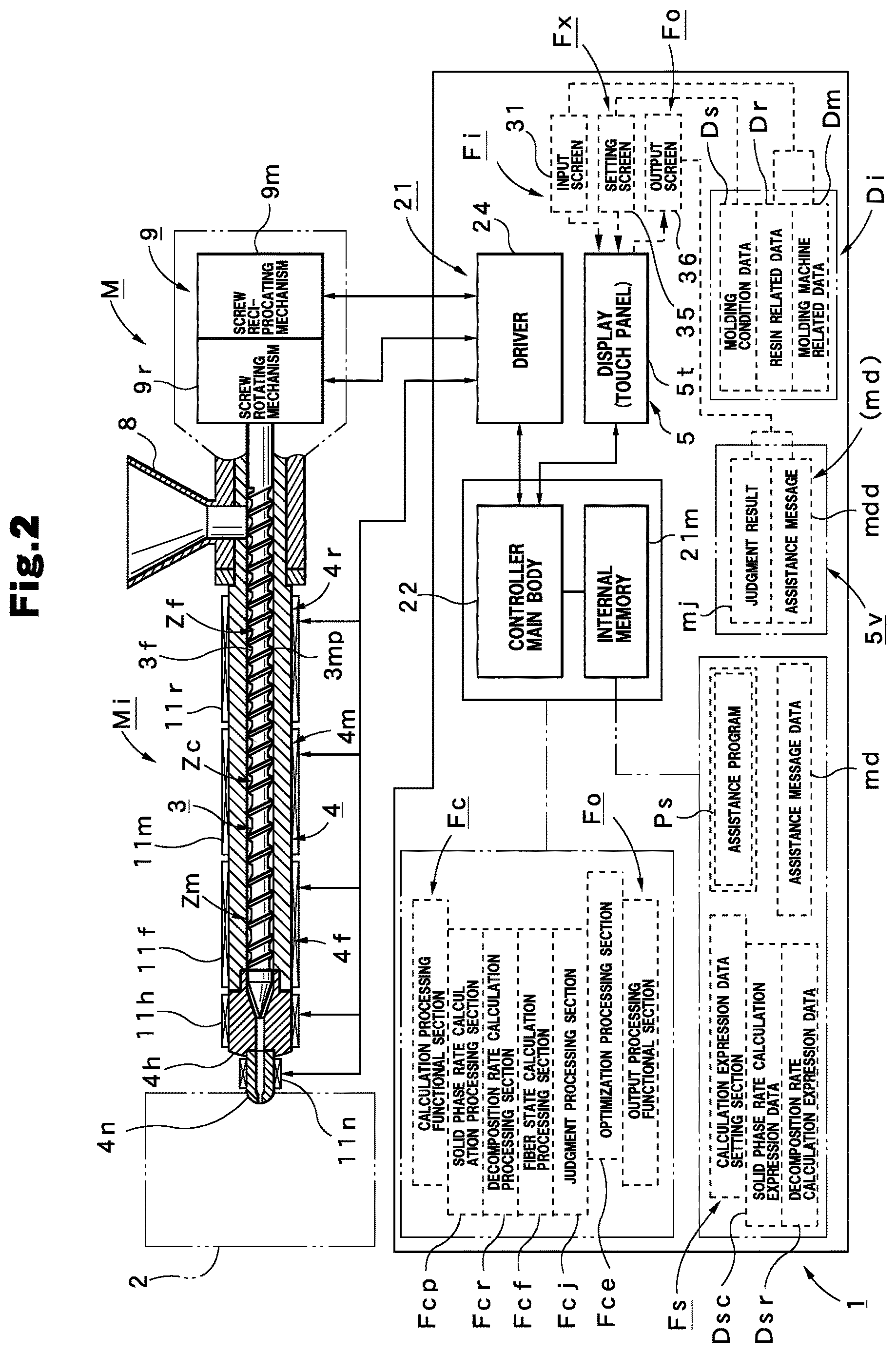 Patent US12611808 Figure 2 – Molding assistance device for injection molding machine