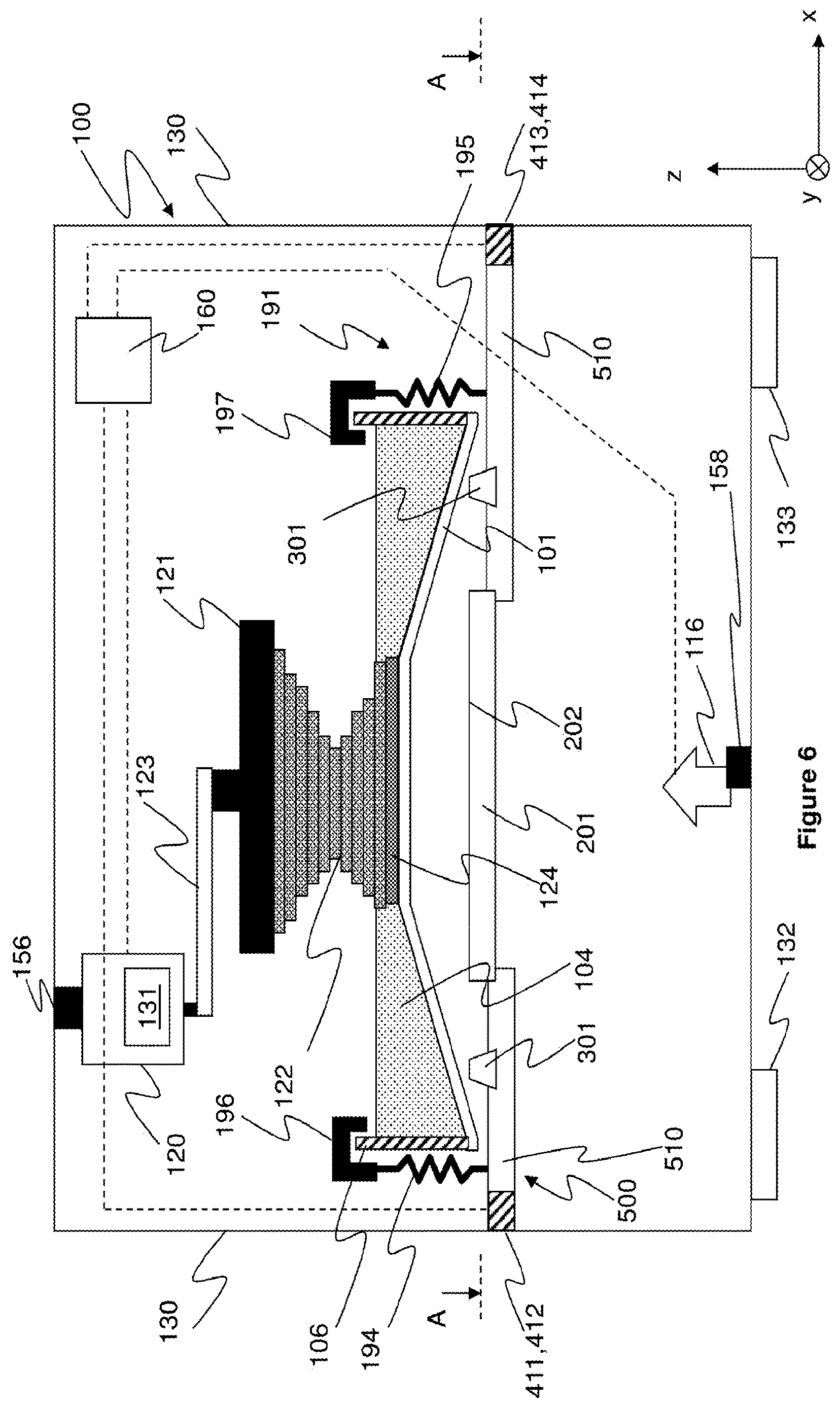 Patent US12611816 Figure 6 – Apparatus for making a stereolithographic object, methods for making a stereolithographic object, a method for locating the position of debris, and a method for monitoring consumption of a material for making a stereolithographic object