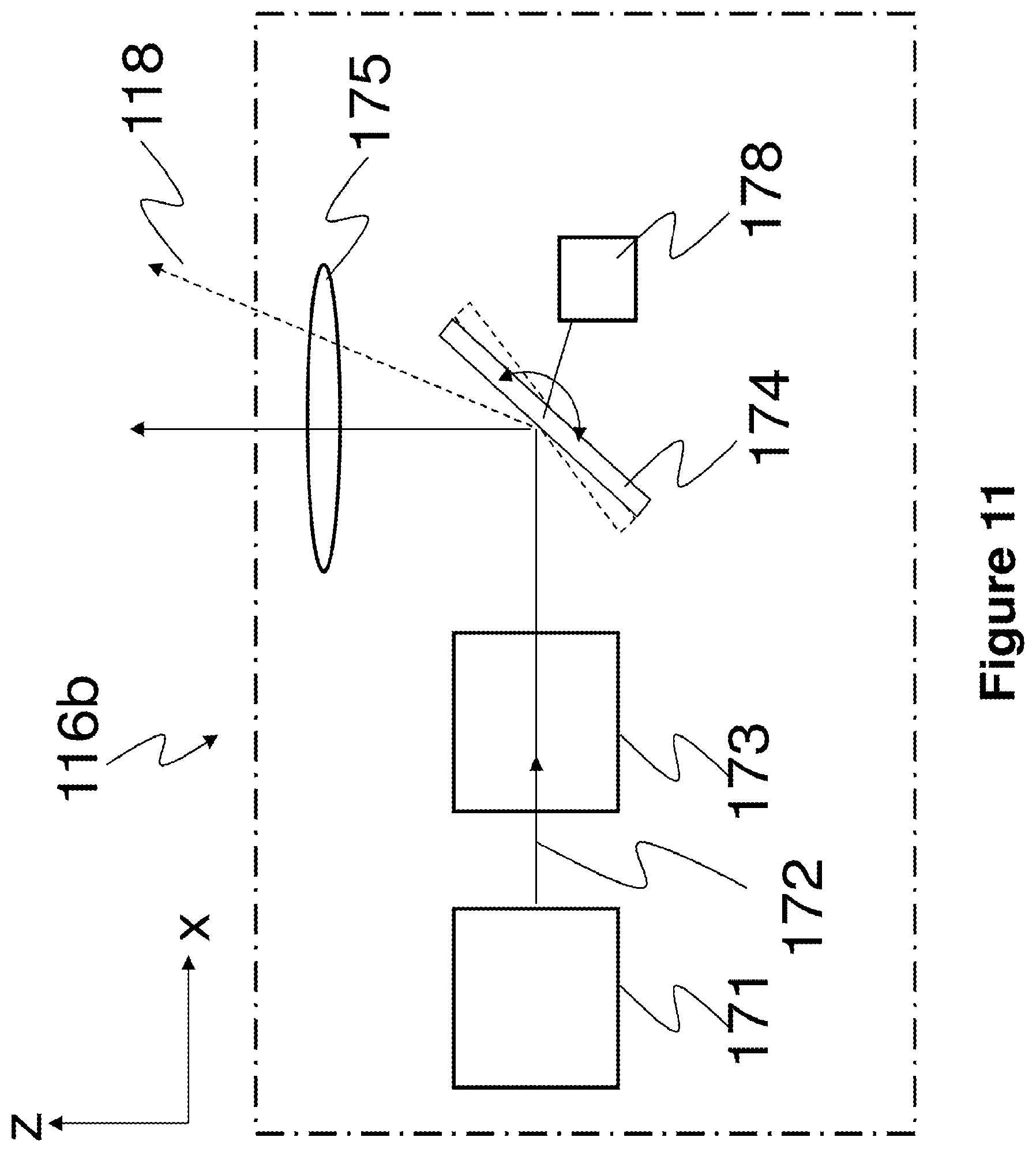 Patent US12611816 Figure 11 – Apparatus for making a stereolithographic object, methods for making a stereolithographic object, a method for locating the position of debris, and a method for monitoring consumption of a material for making a stereolithographic object